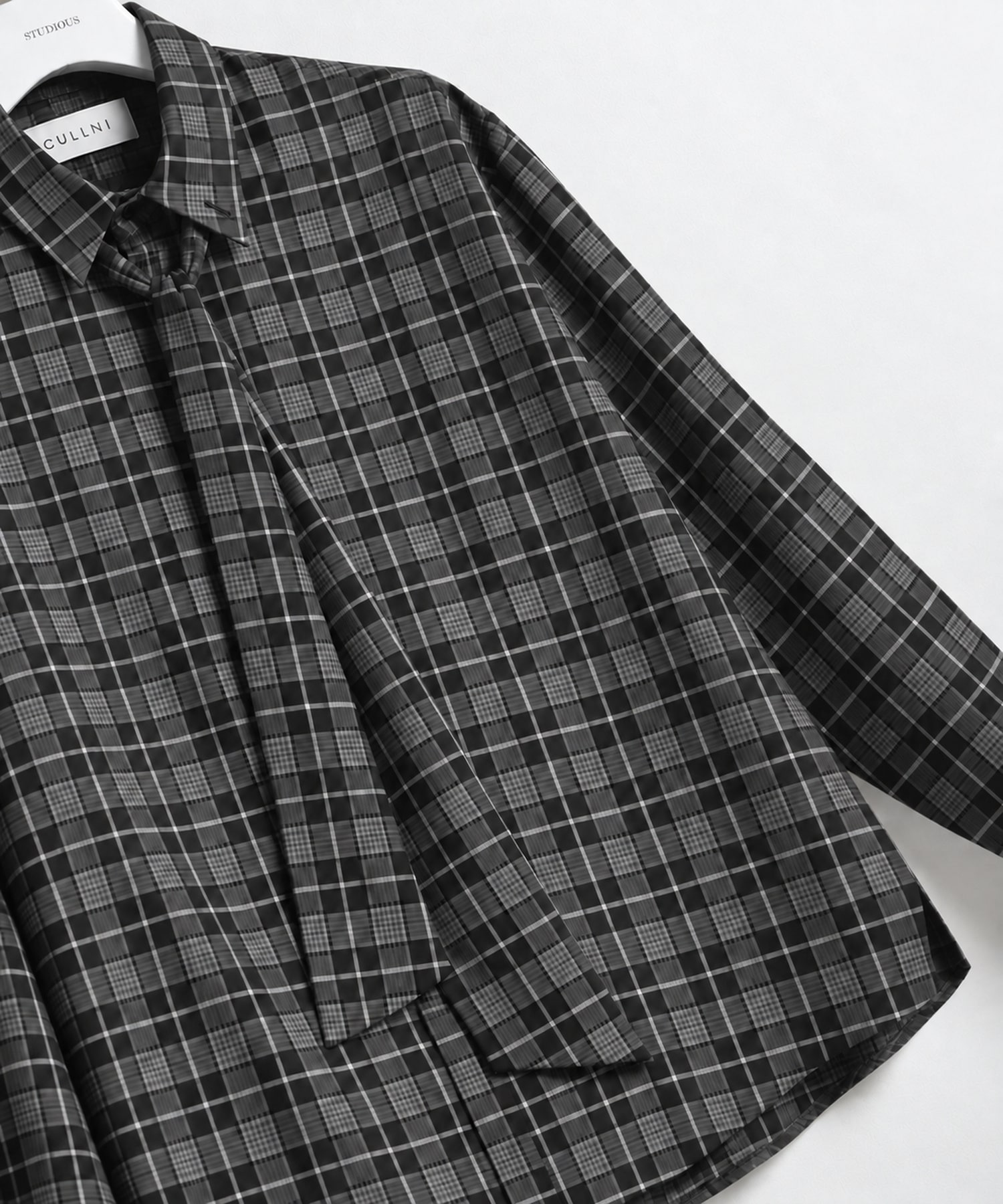 Tartan Check Bow-Tie Long Sleeve Shirt