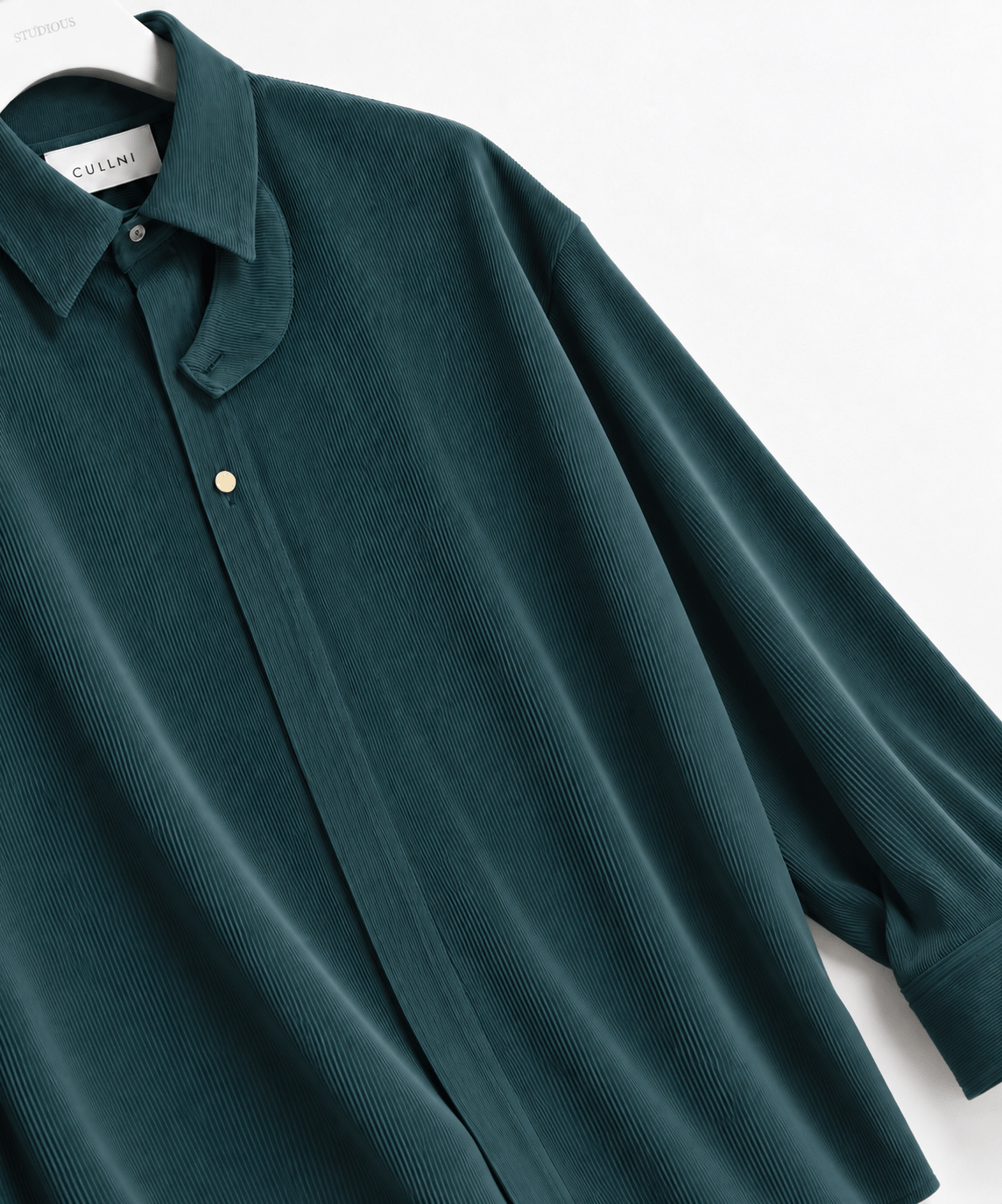 別注 Cord Pique Chin Tab Long Sleeve Shirt