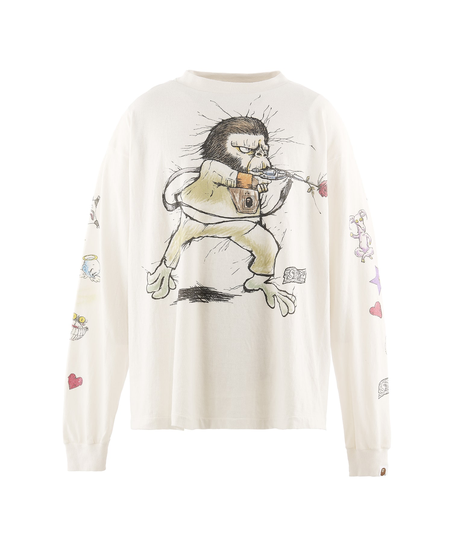 SM-MK1-0000-C38/BAPE_LS T-SHIRT/RUNNING/WHITE
