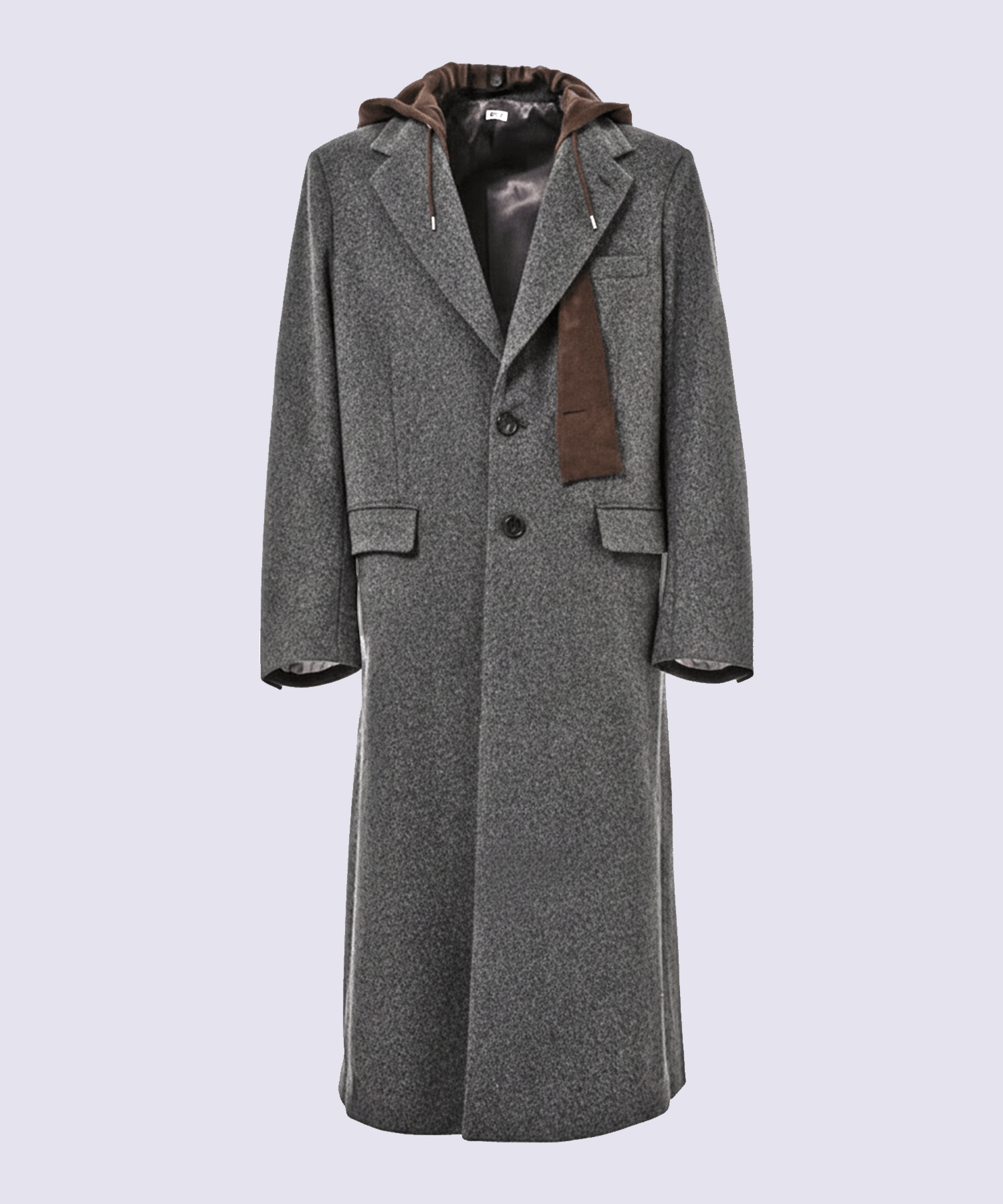 Suede hooded wool coat