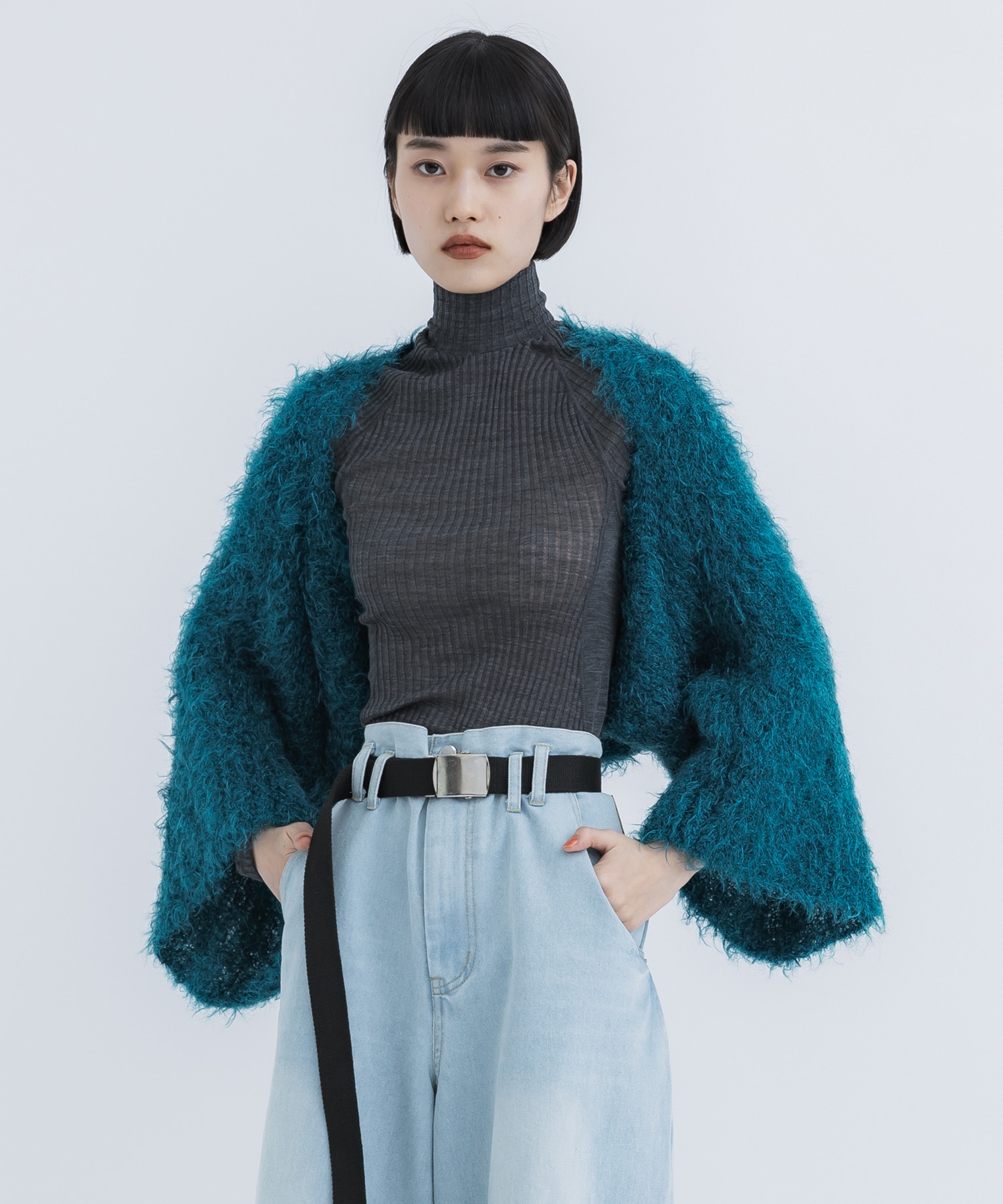 METALLIC LIKE SHAGGY BOLERO