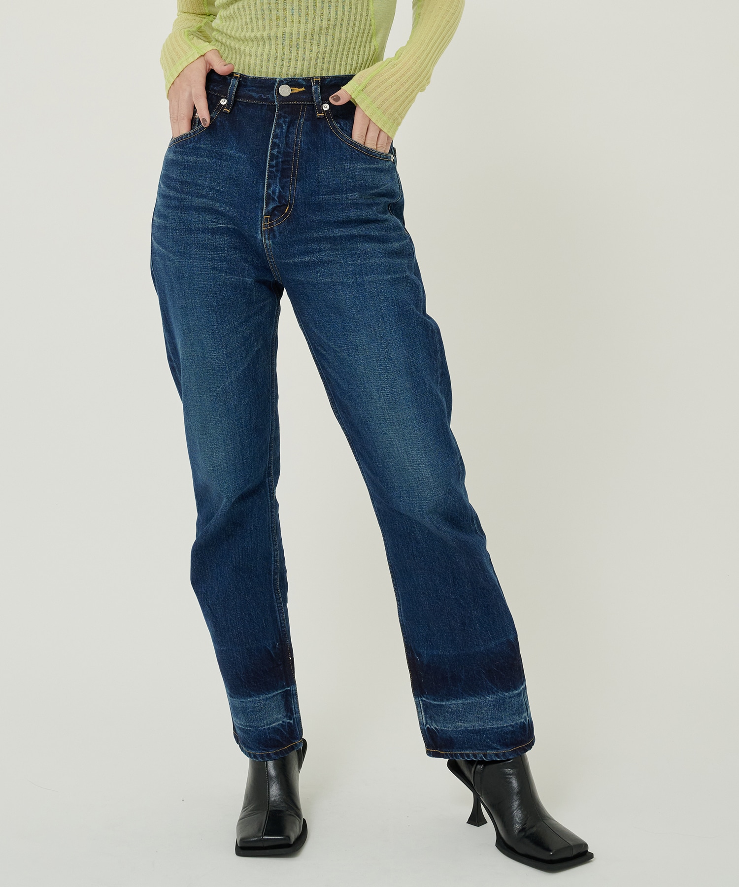 selvedge denim bleach straightpants