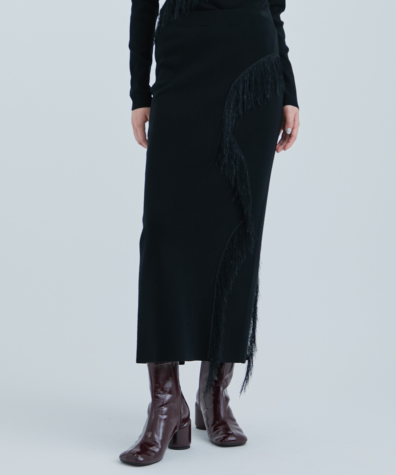 Fringe Detail Knit Skirt