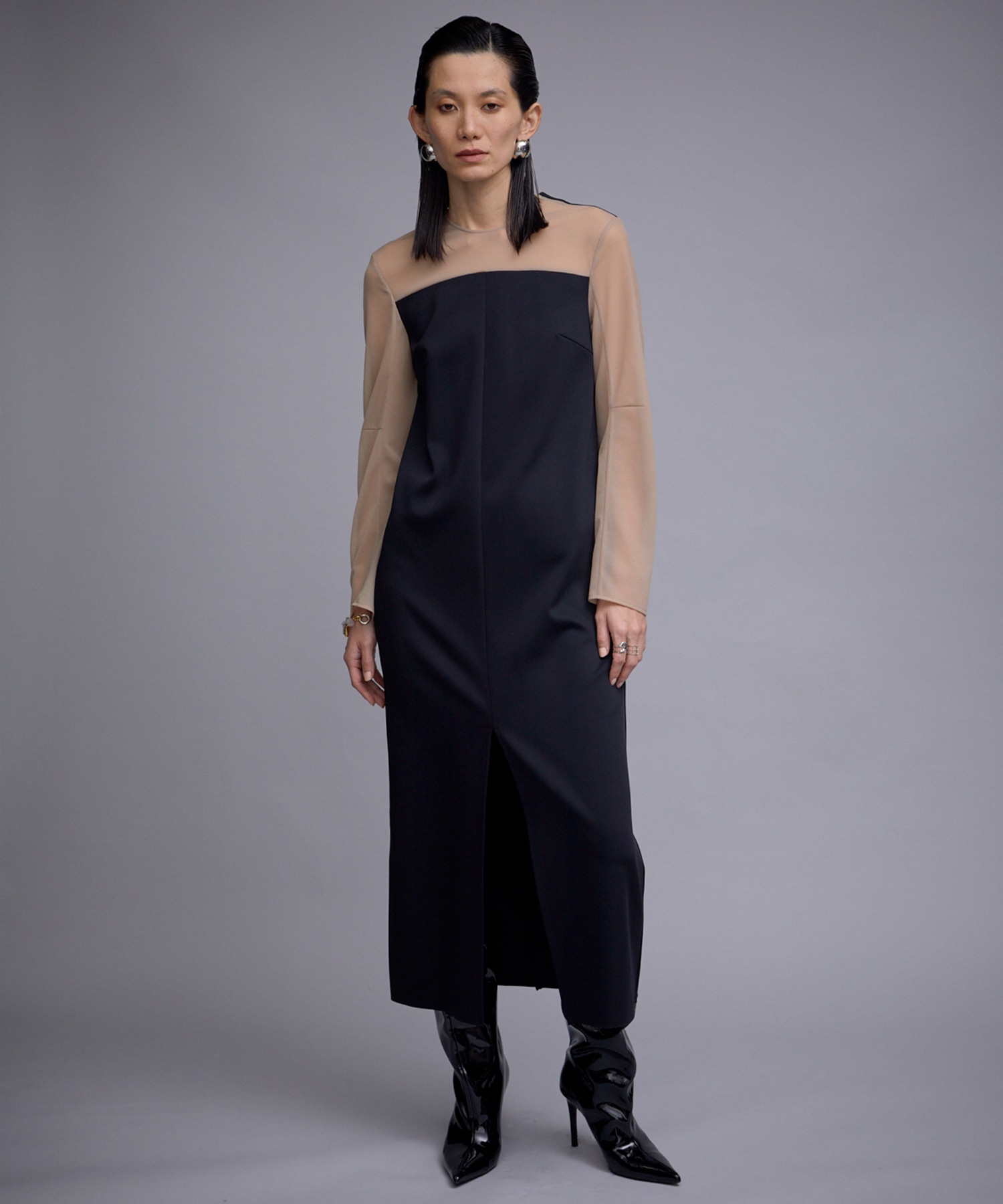 NEW SCUBA JERSEY BACK OPEN DRESS