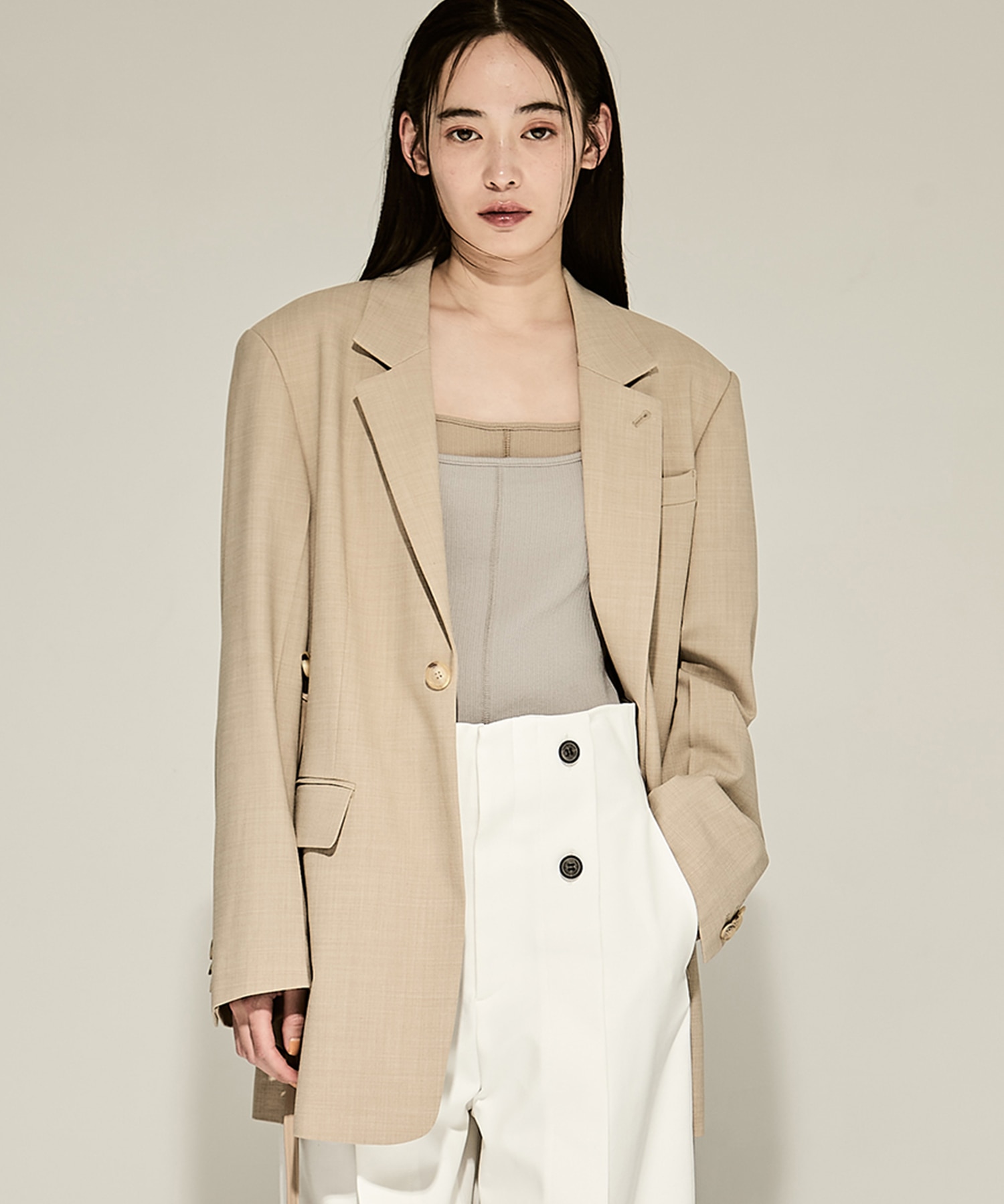 Leather Belted Tailored Jacket