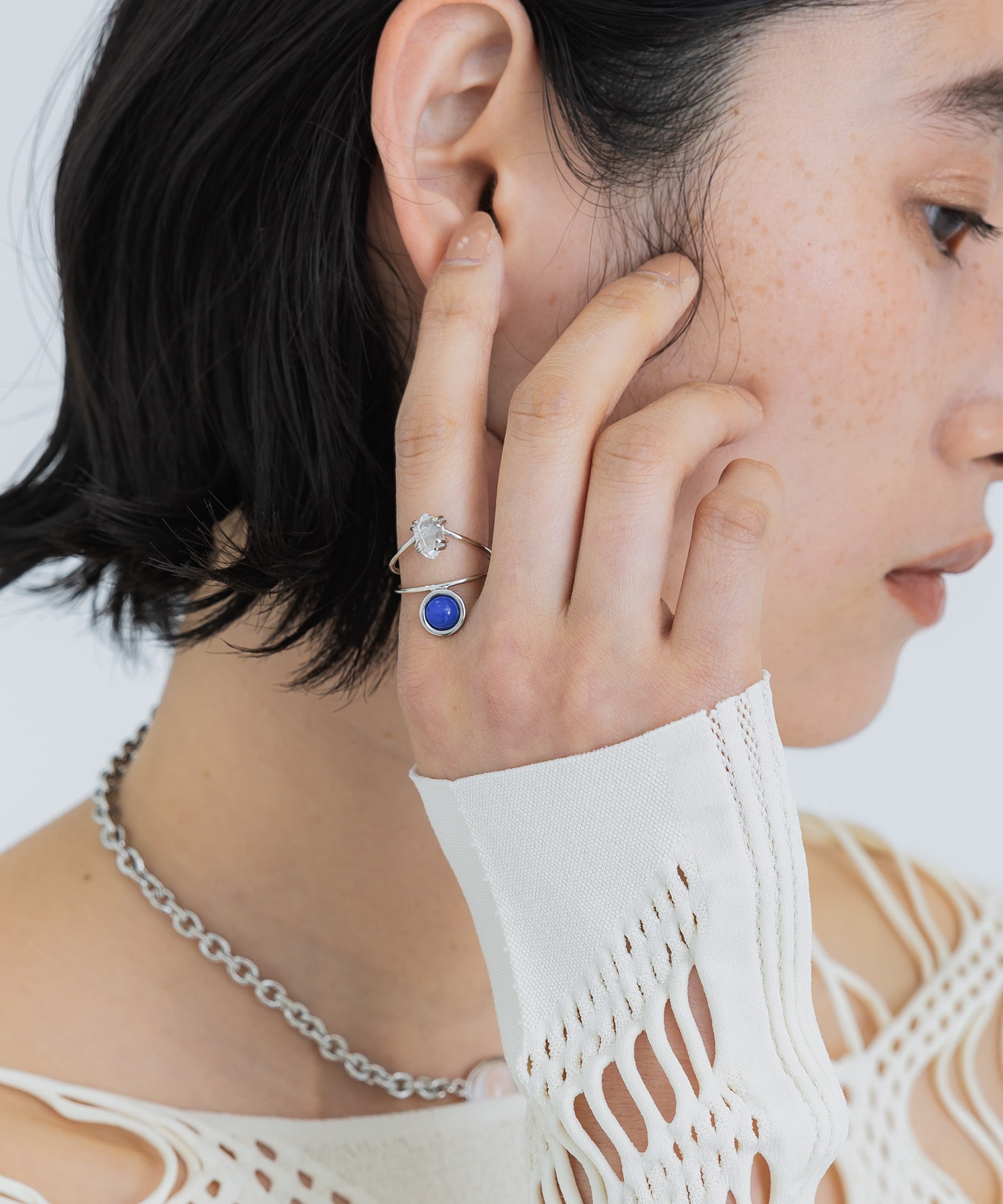 Harkimer quarts double ring