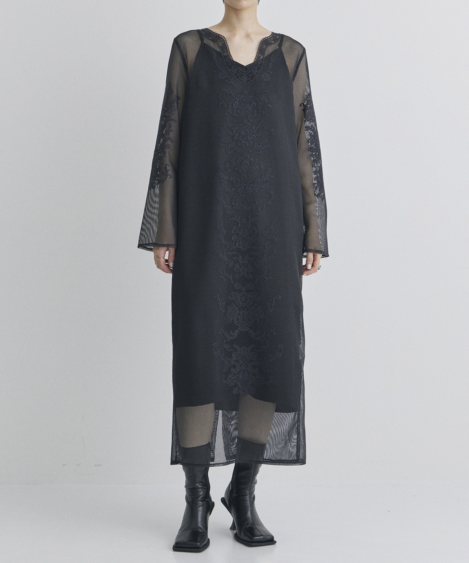 FLORA EMBROIDERY MESH DRESS