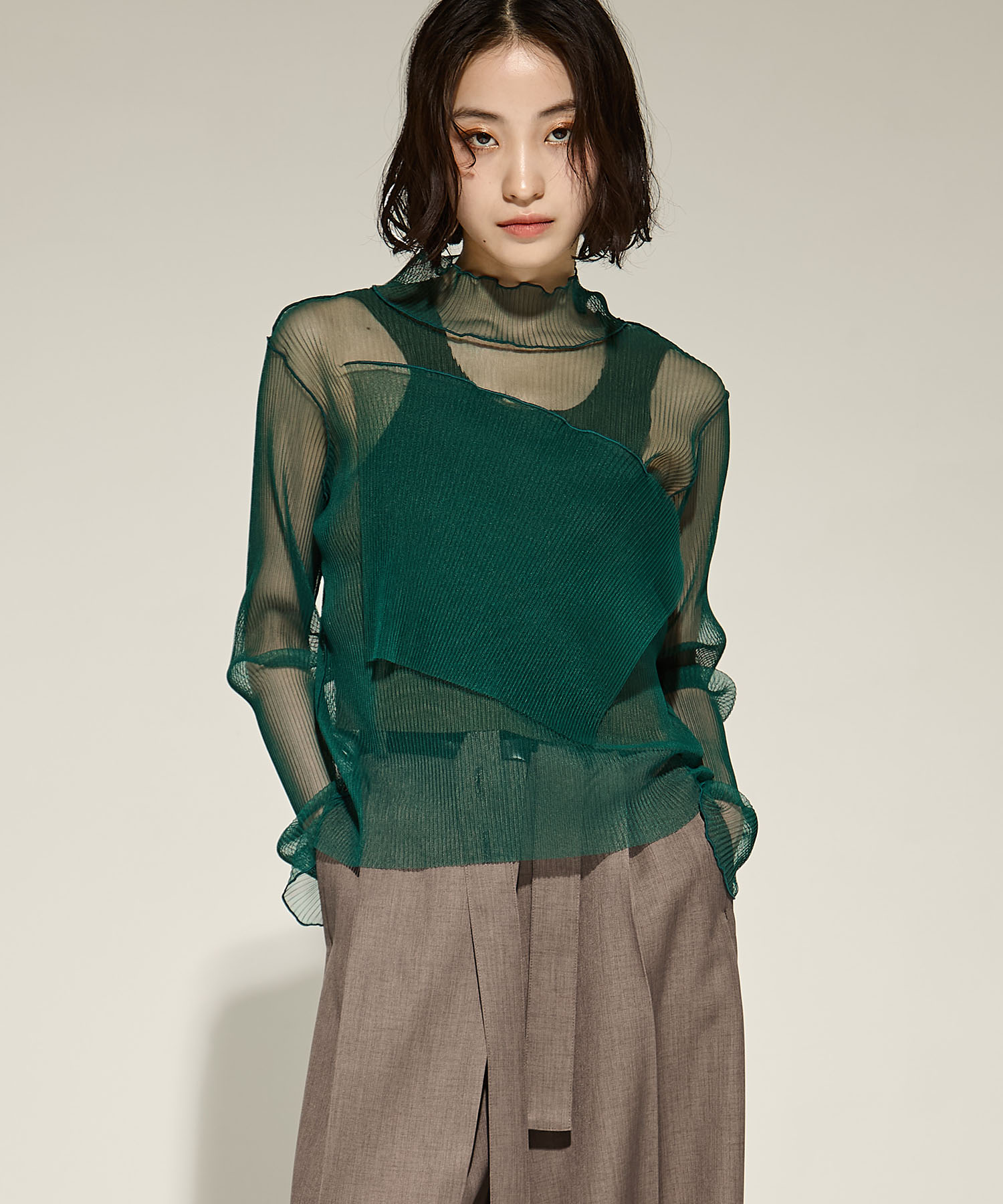 SHEER LAYERED LONG SLEEVE TOP