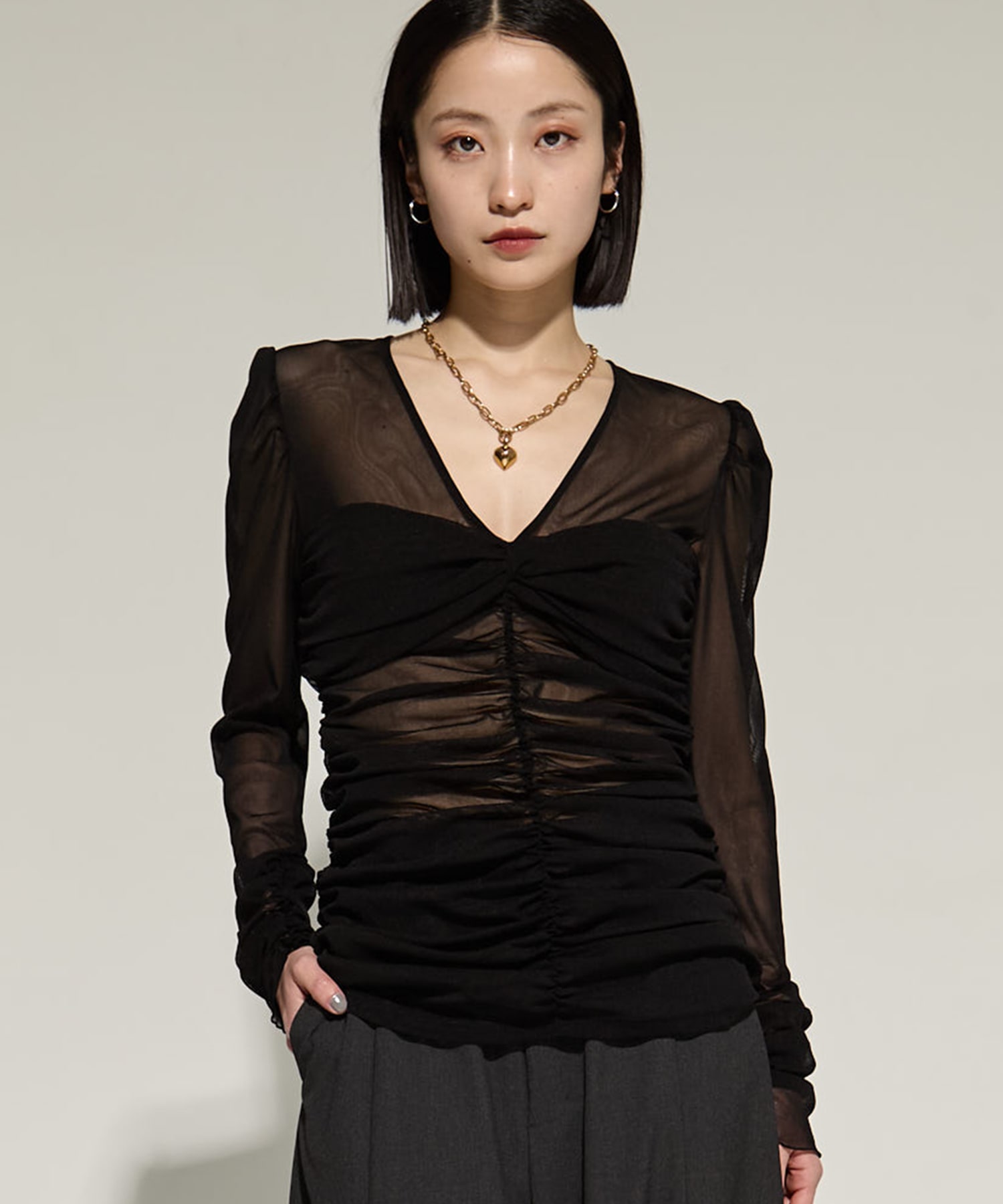 別注TULLE GATHERED TOP