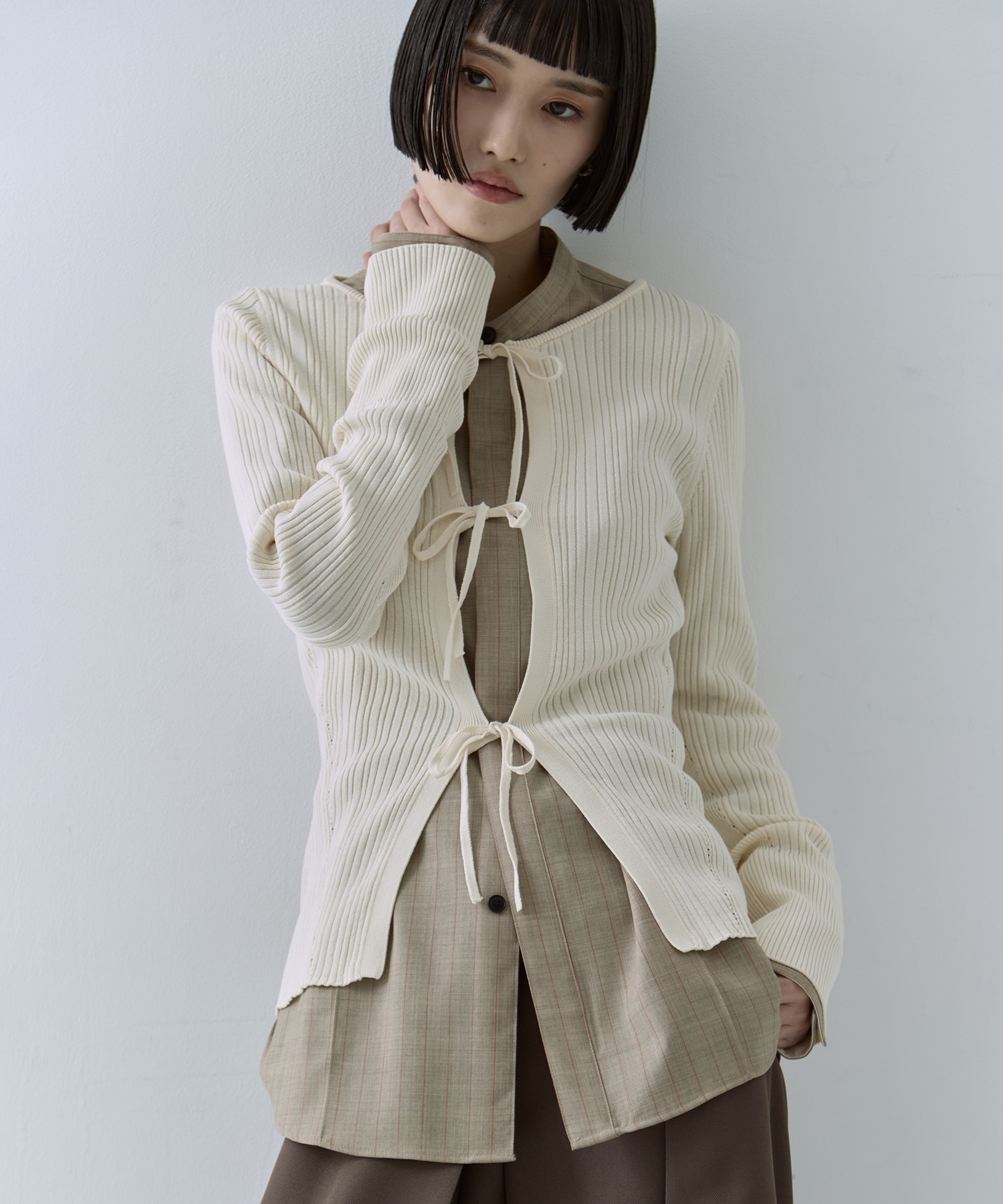 Ribbon Front Knit Cardigan