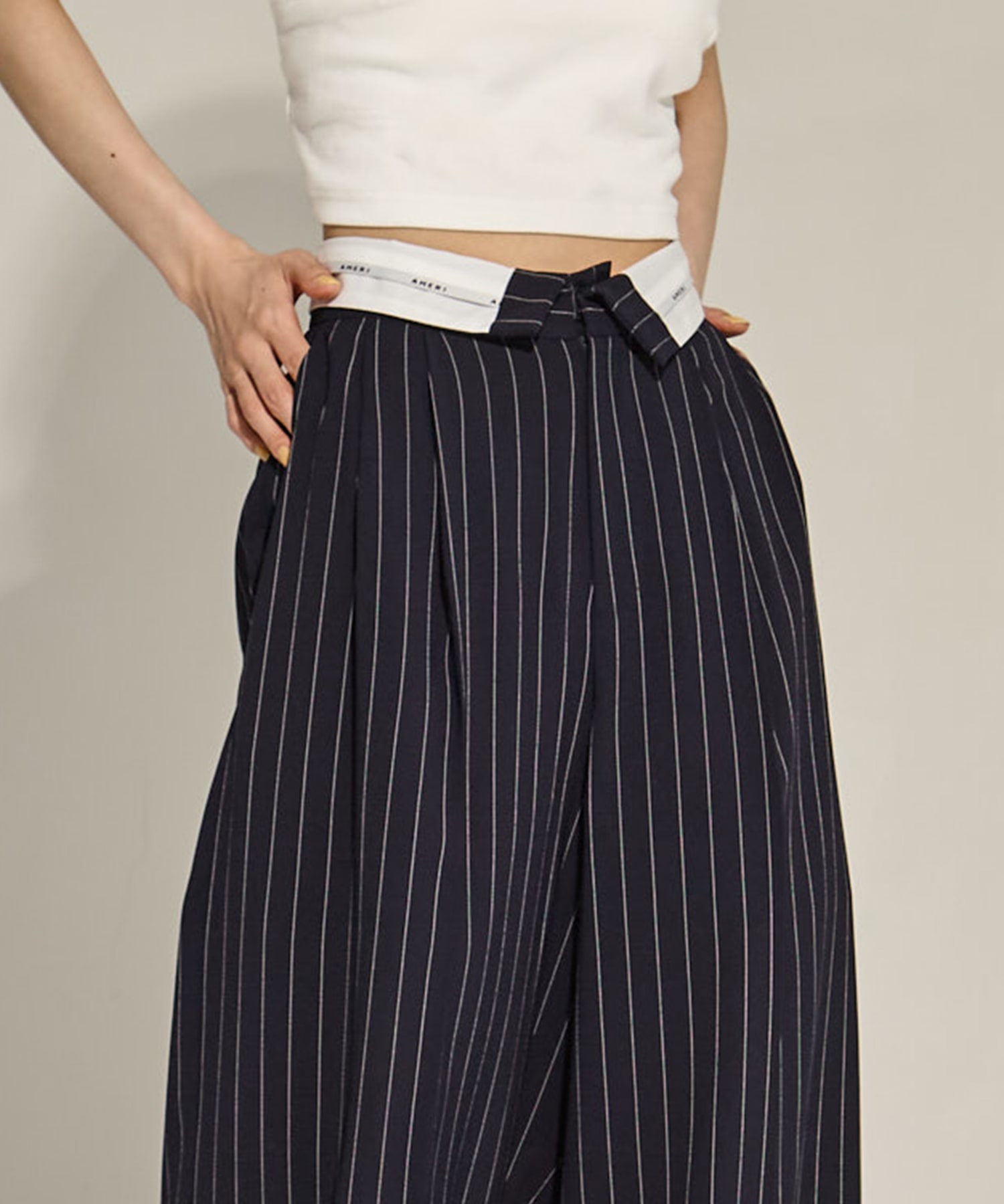 TURN BACK WATIST WIDE PANTS