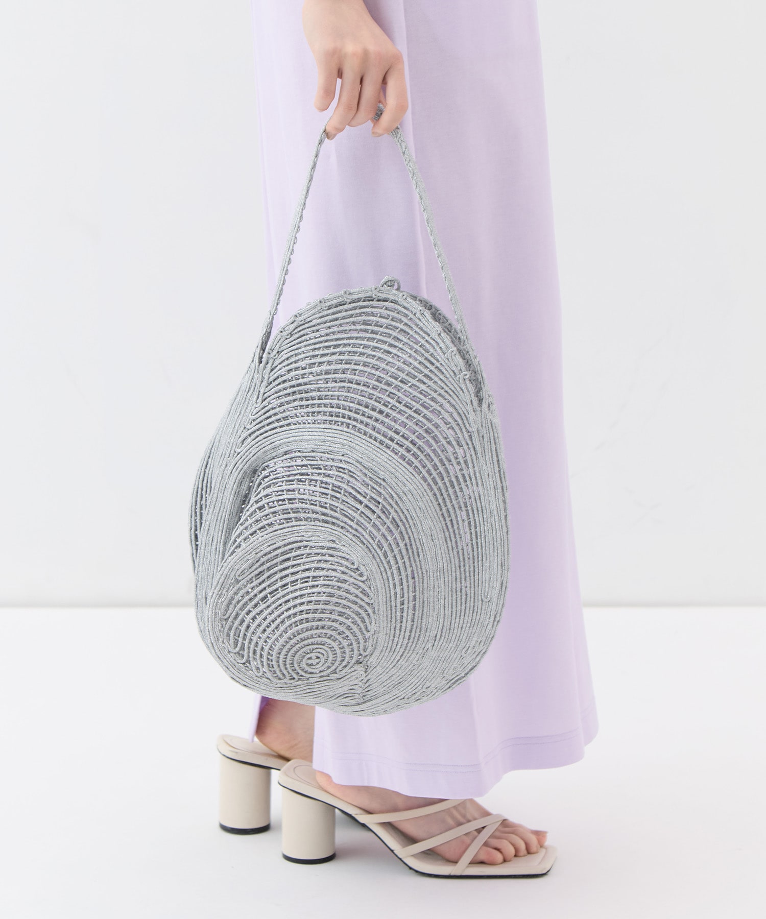 Cording Embroidery Round Shape Bag
