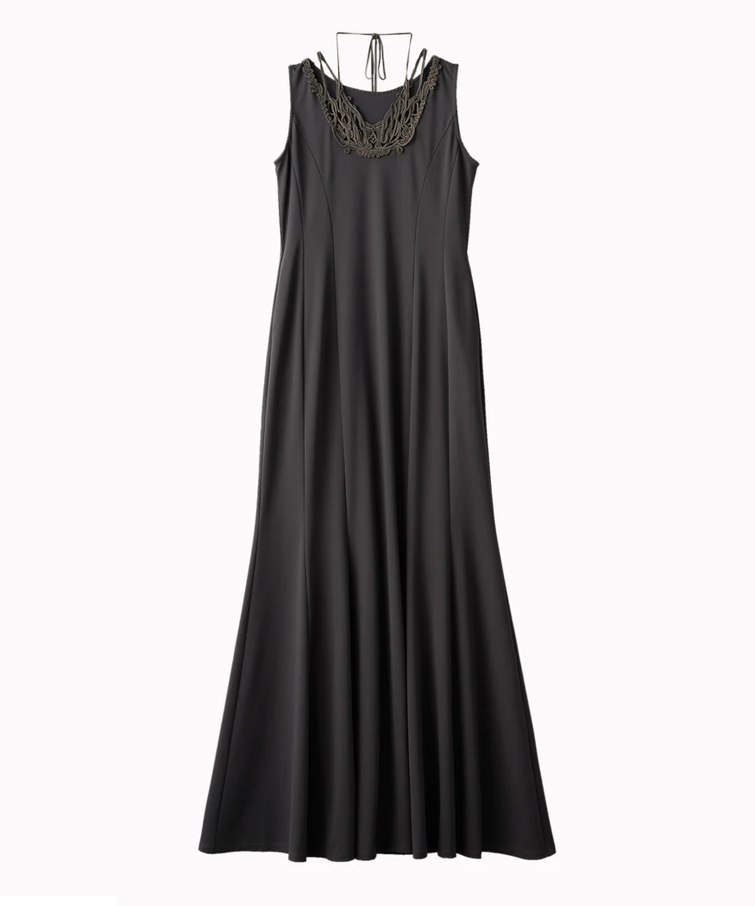 Vine embroidered jersey dress