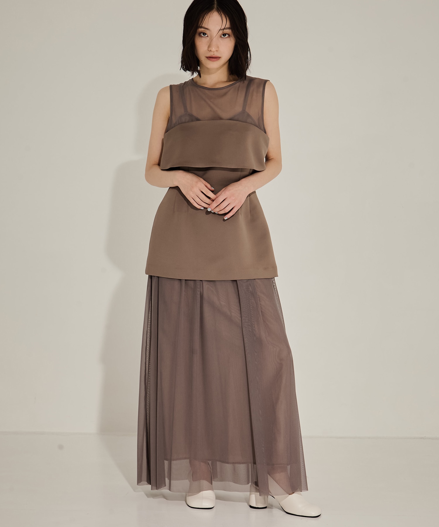 CORSET LAYERED SHEER DRESS