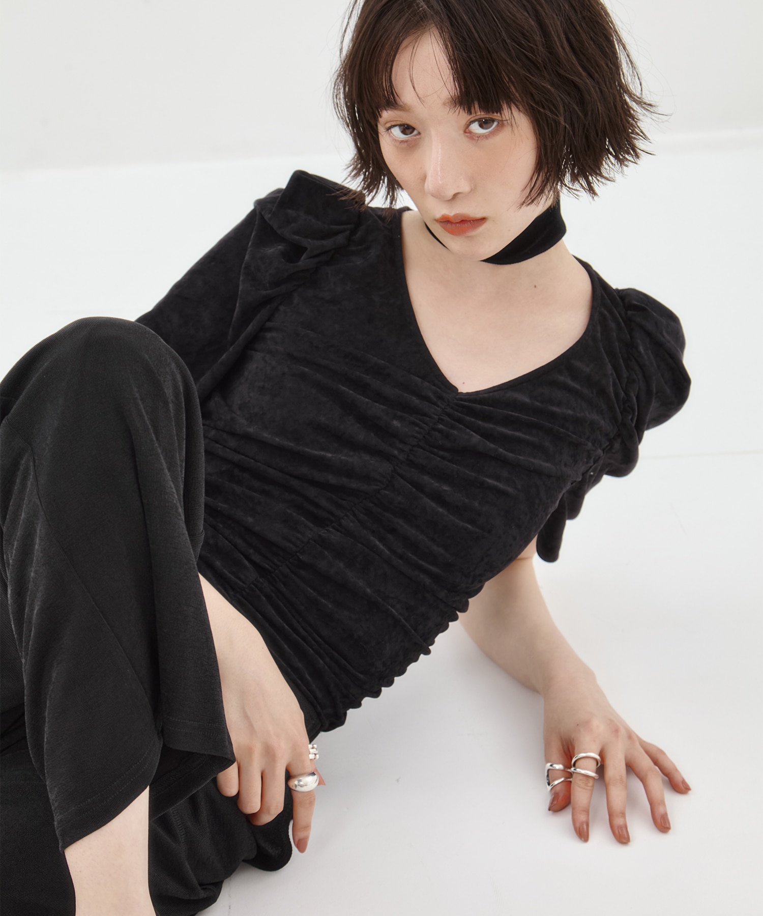 別注VELOUR GATHERD TOP