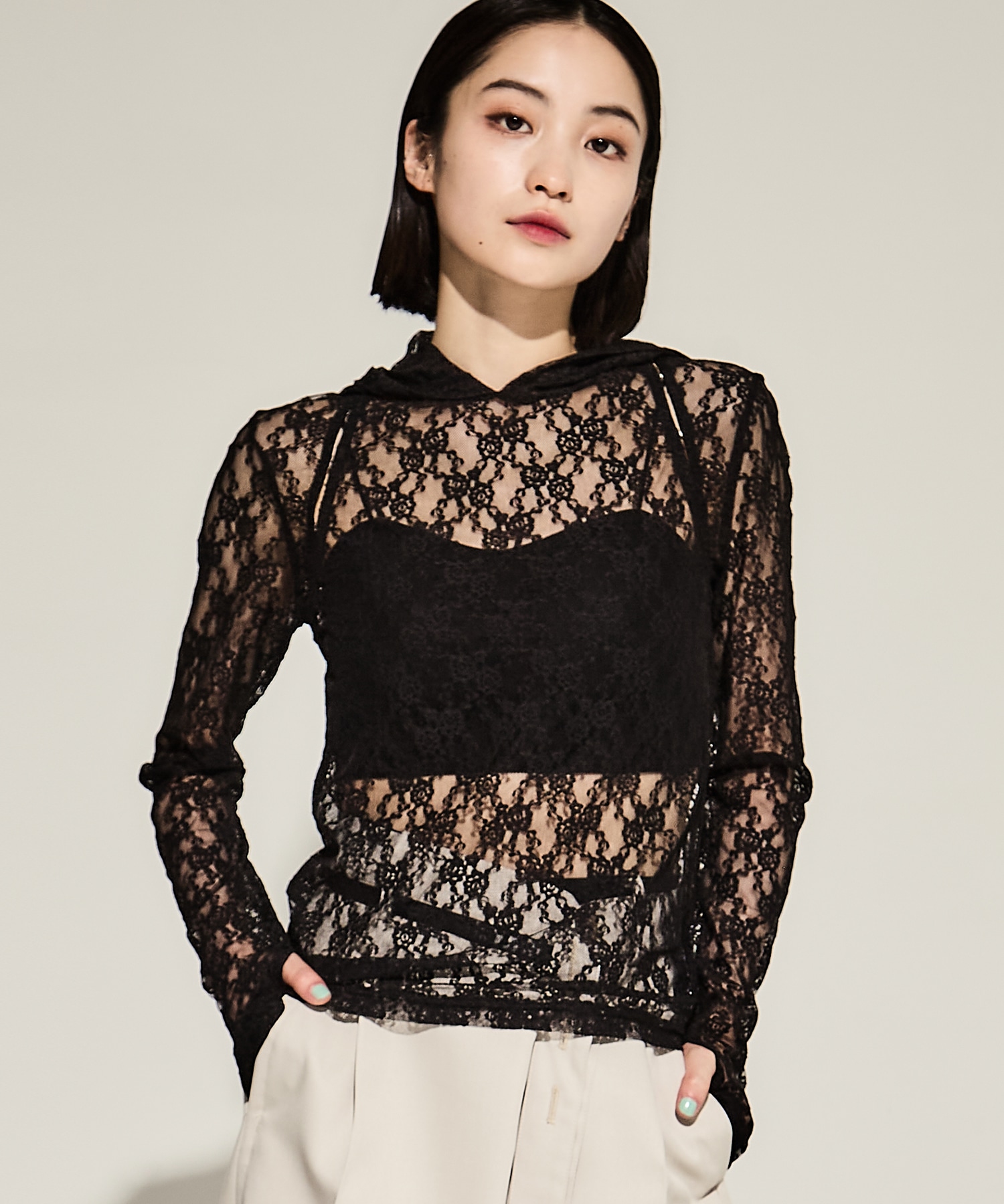 FLOWER LACE CUT OUT HOODIE