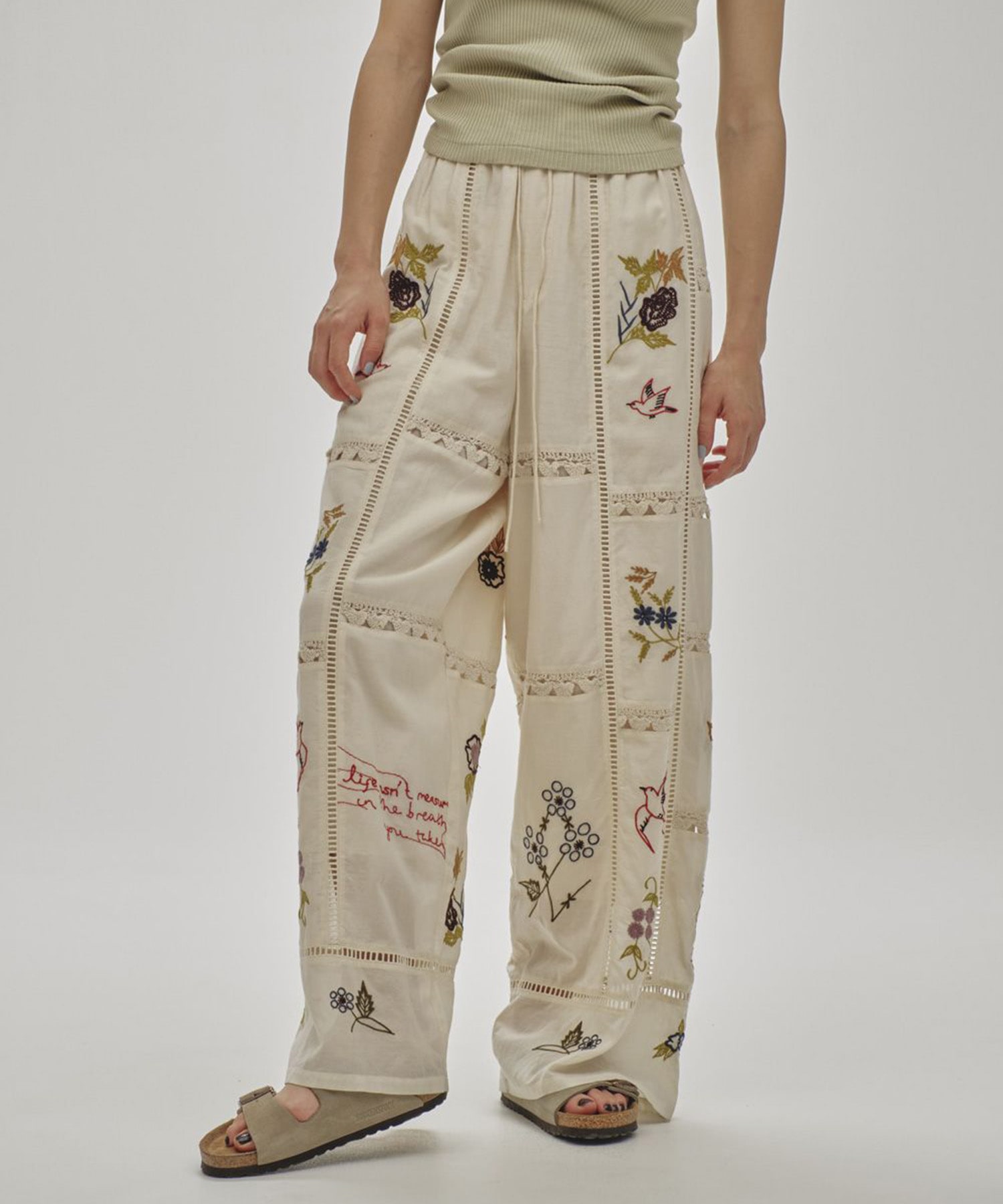 Embroidery Patchwork Trousers