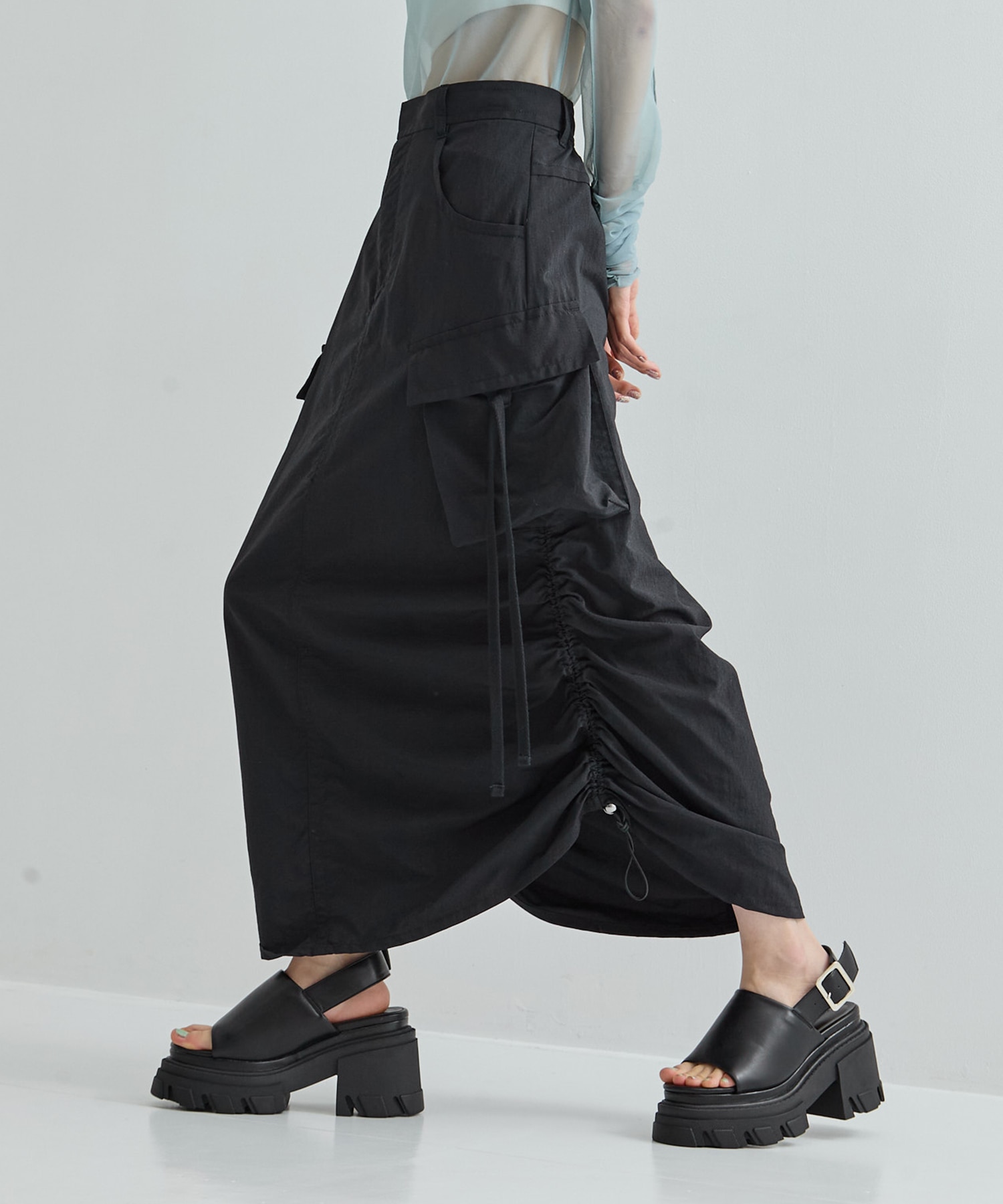 Drawstring Cargo Skirt