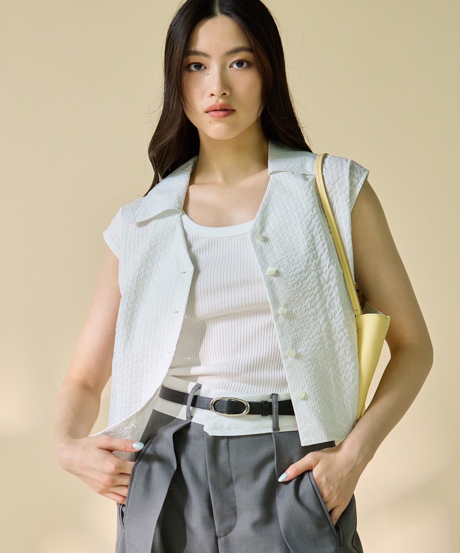 Seersucker Sleeveless Shirt