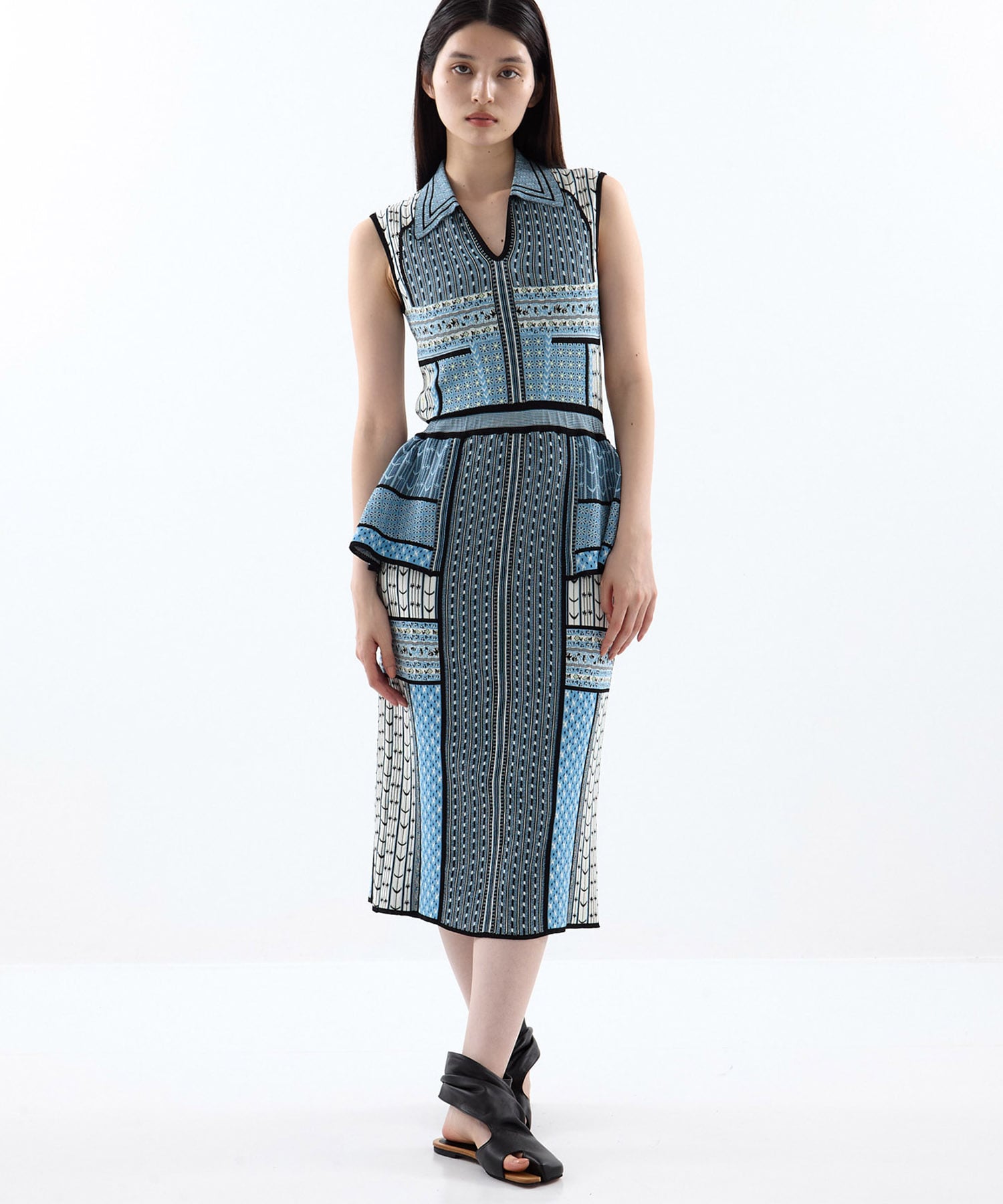 Geometric Pattern Knitted Dress