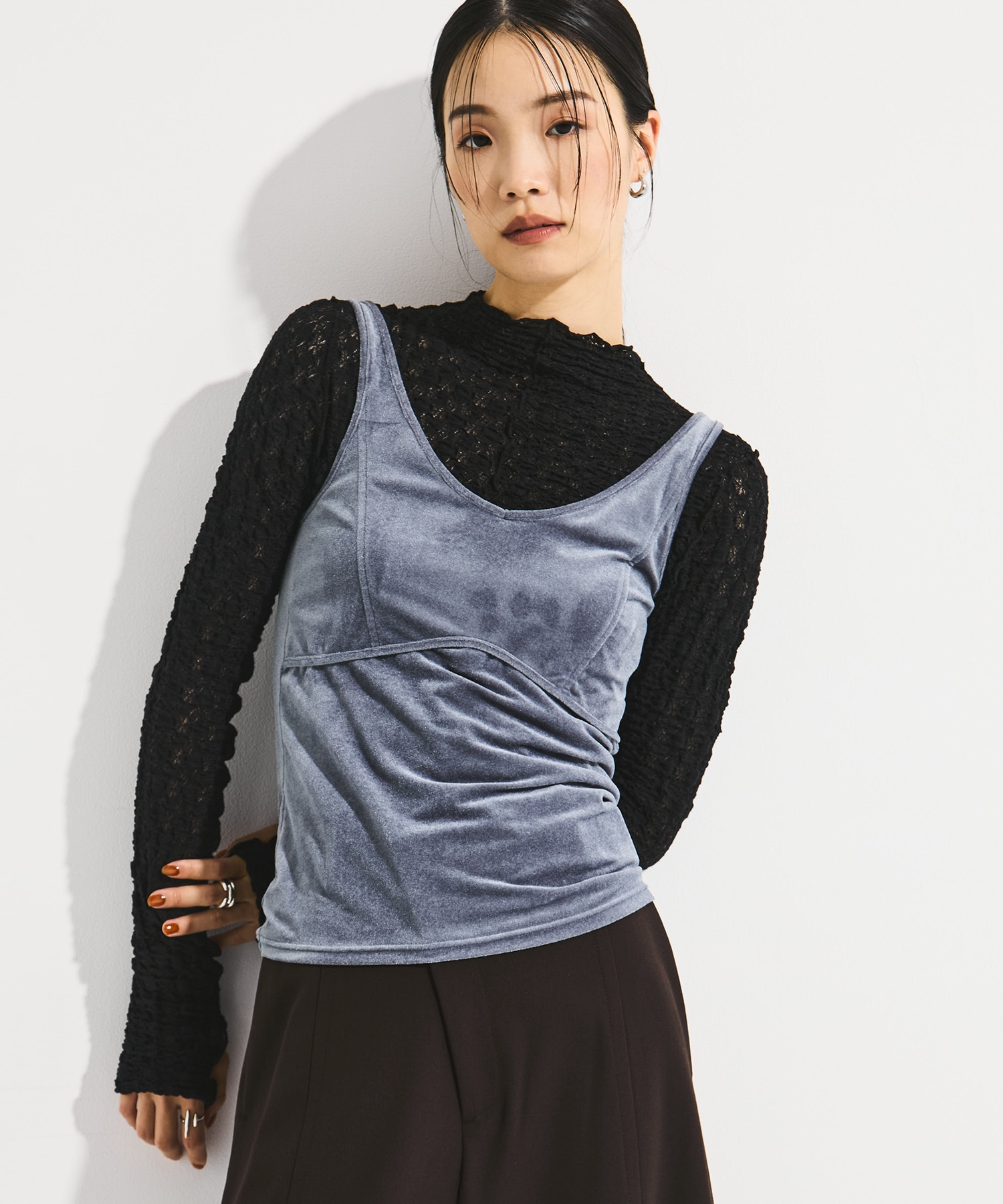 VELOUR CUPIN HALTER　NECK CAMISOLE