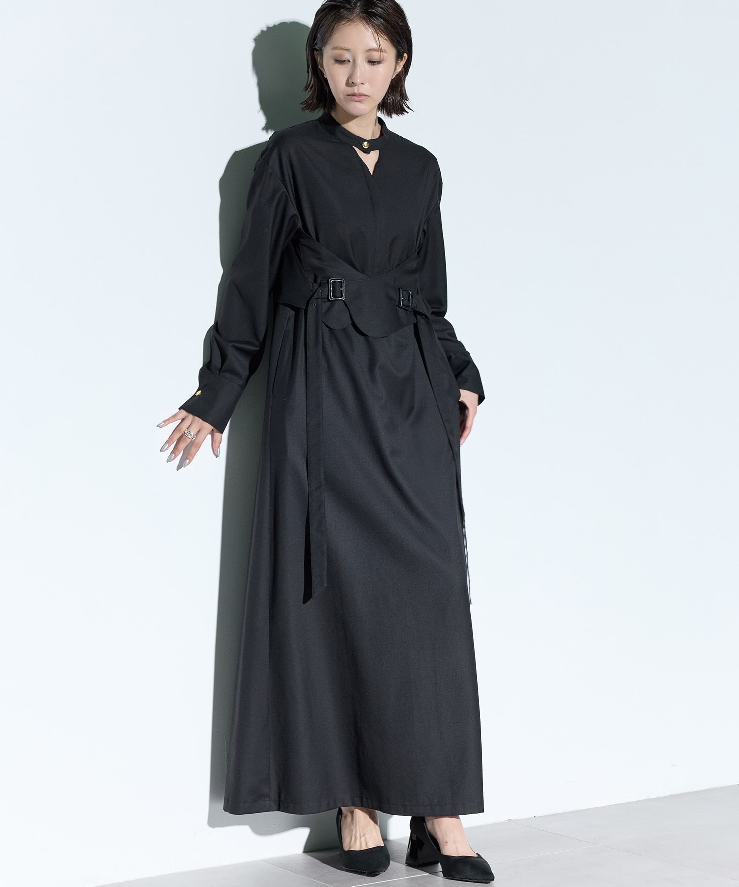 Cape belt dress
