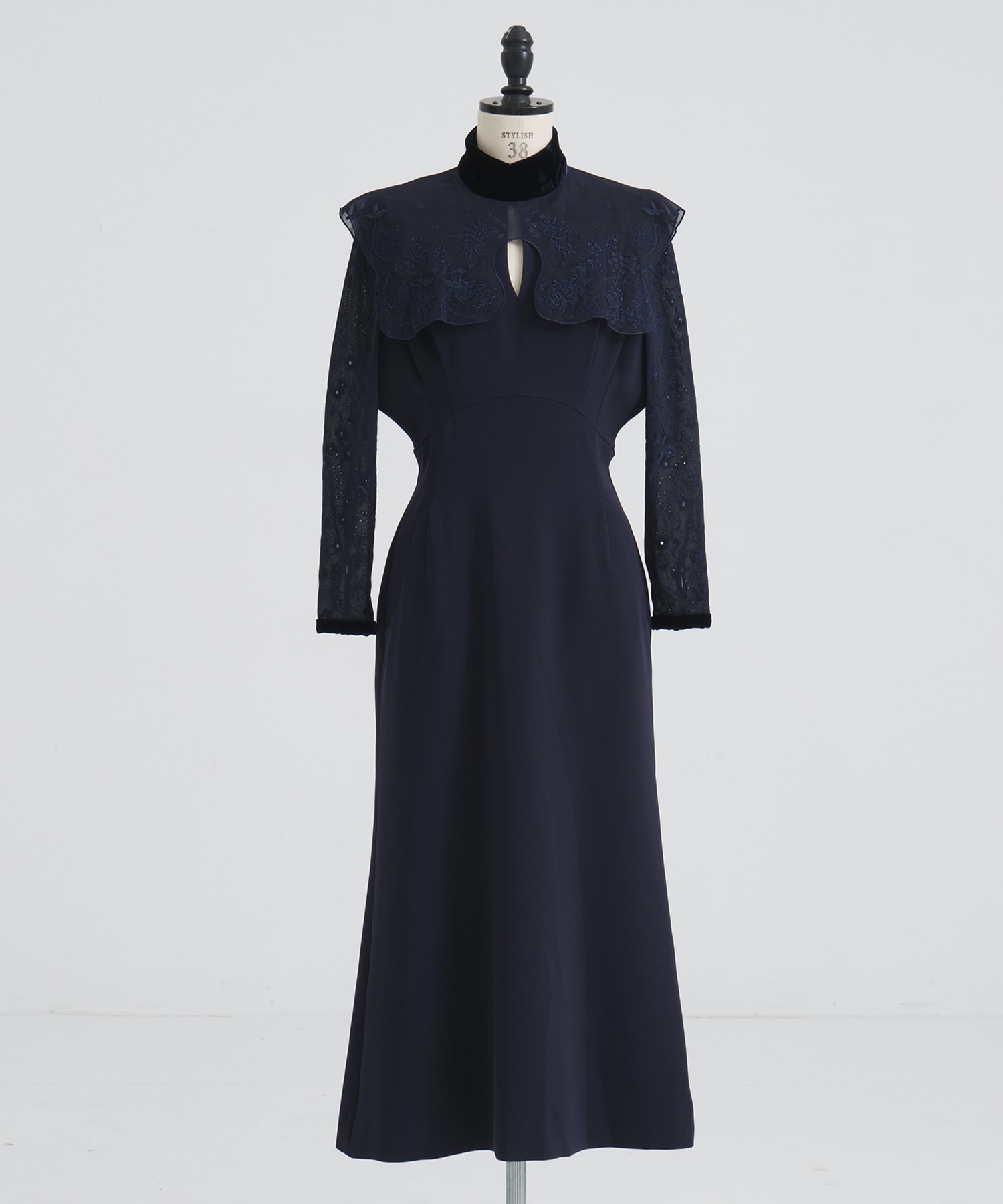 Triacetate Georgette Embroidery Collar Dress
