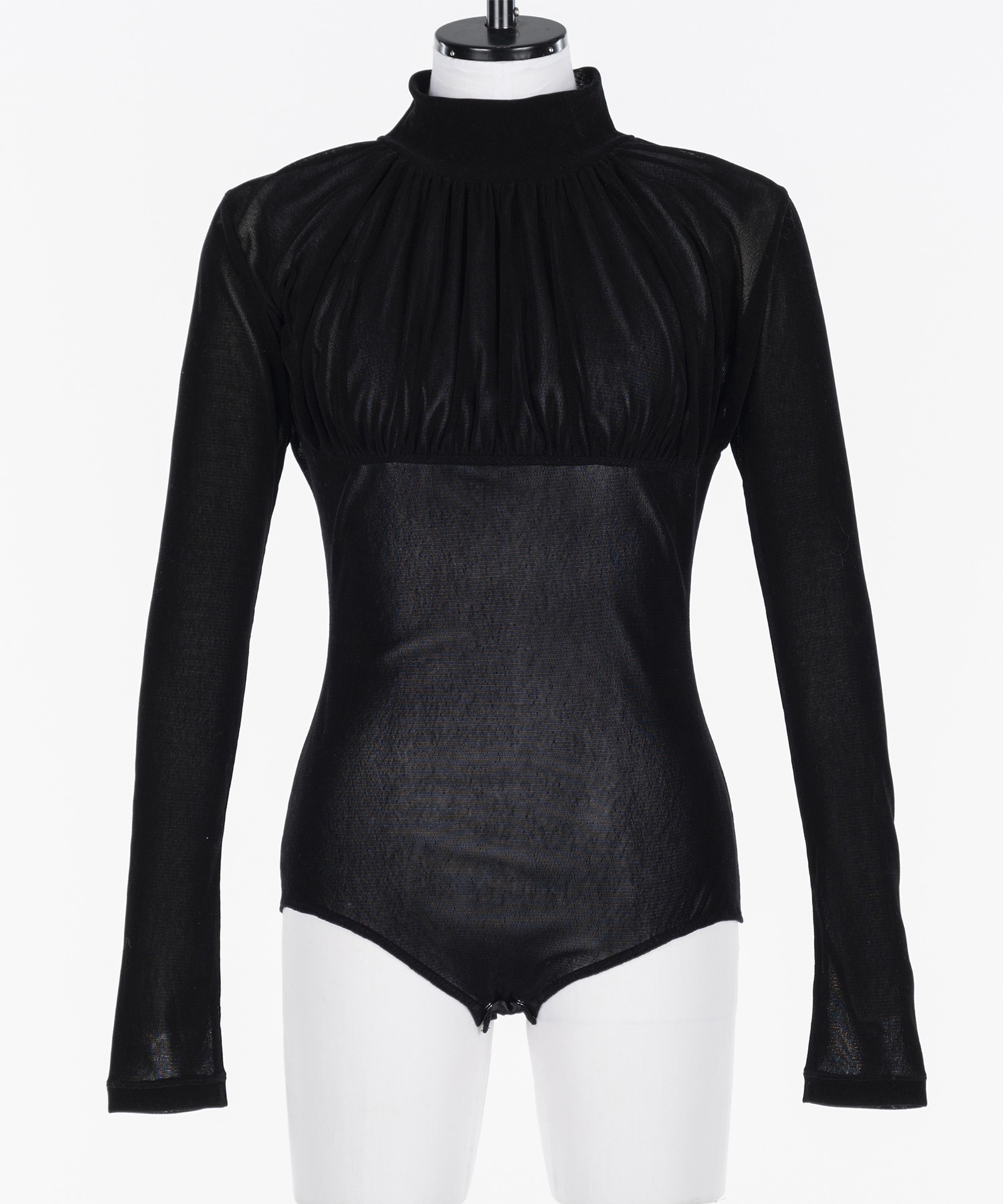 Velvet tulle turtleneck bodysuit