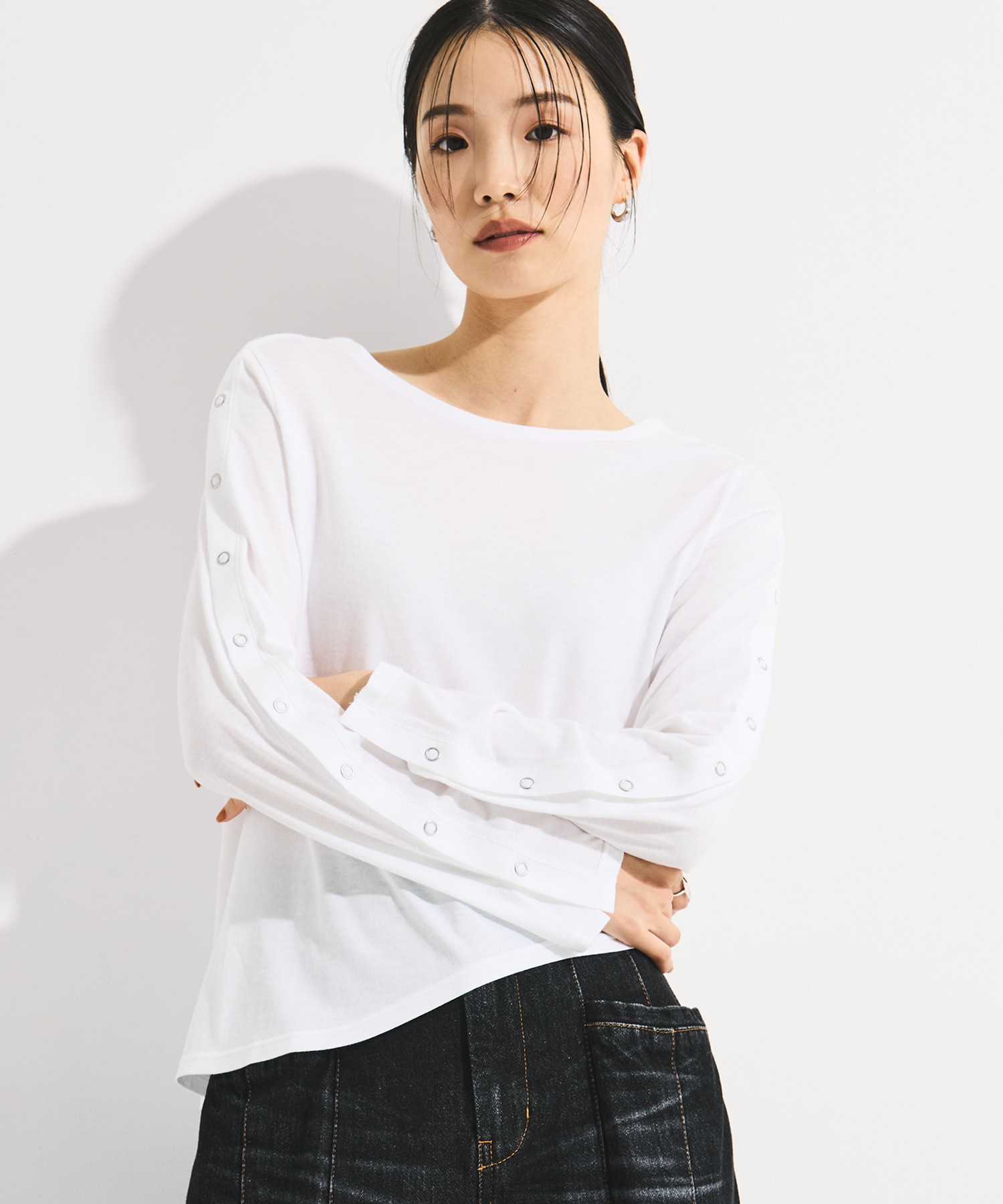 SHOULDER SNAP LONG SLEEVE TEE