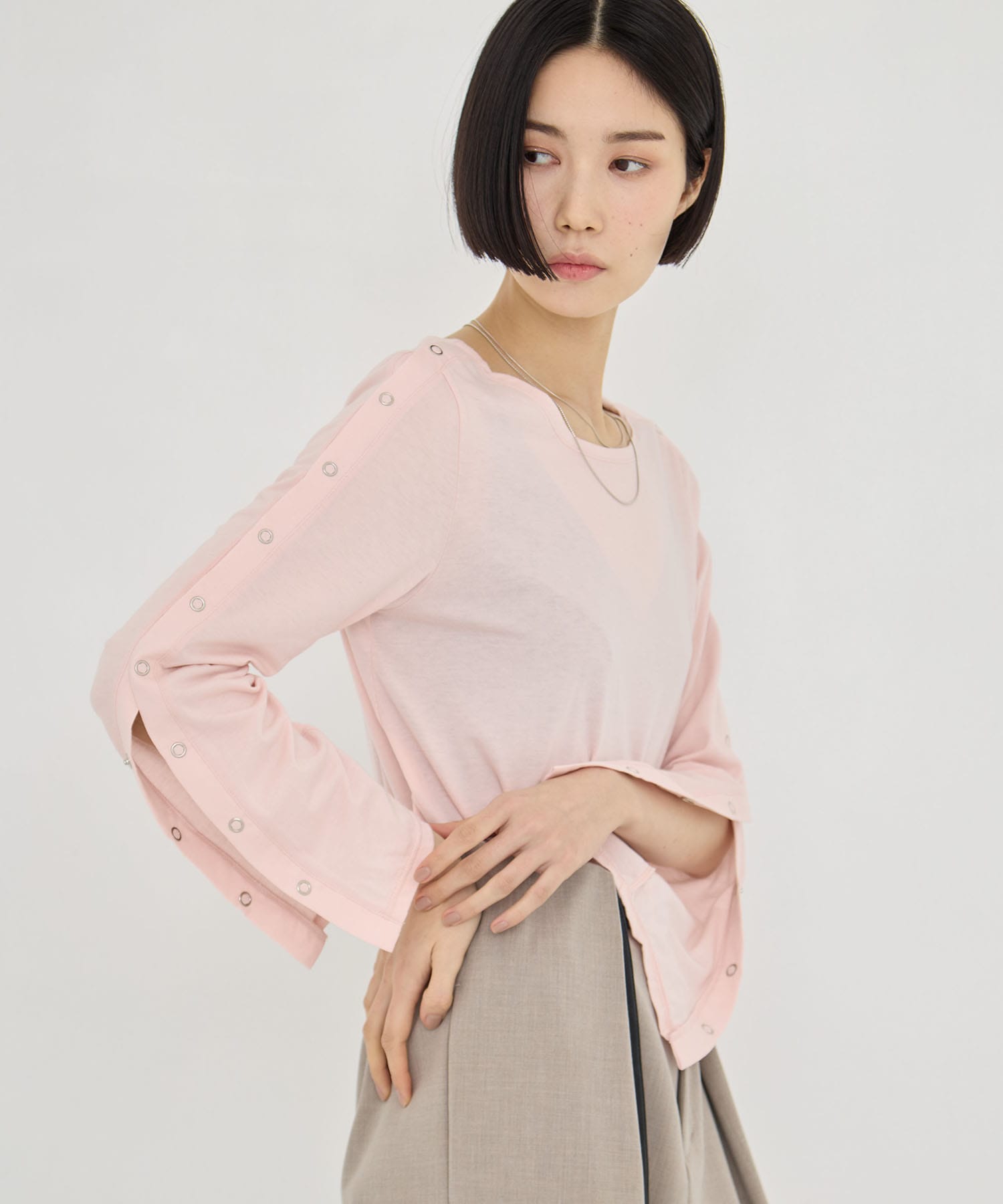 SHOULDER SNAP LONG SLEEVE TEE