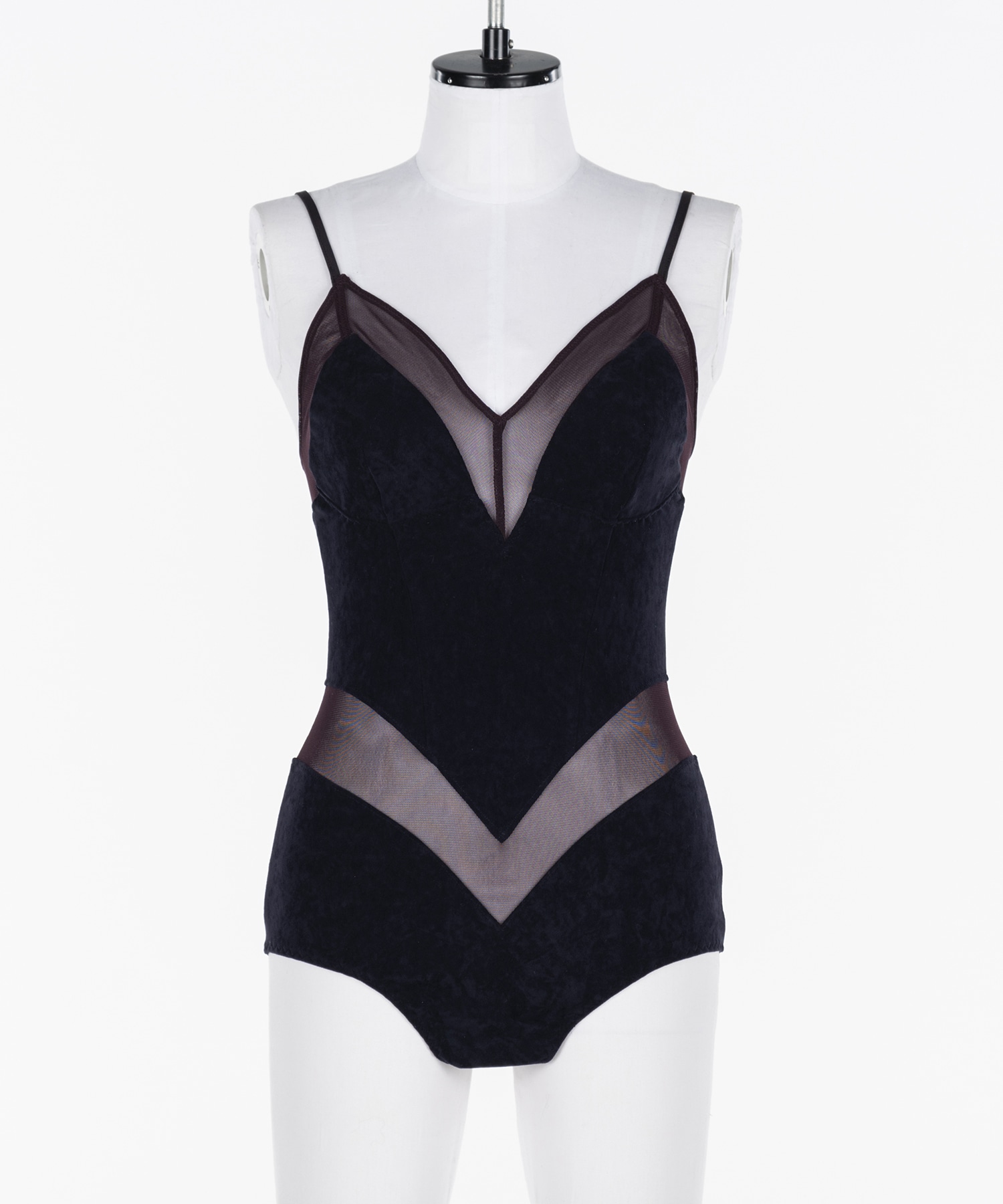 Velour paneled bodysuit