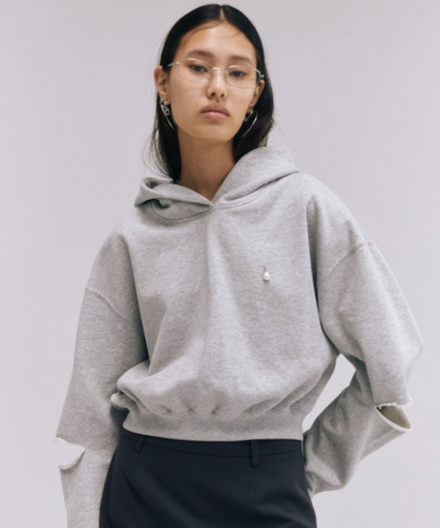 SLIT SHORT HOODIE