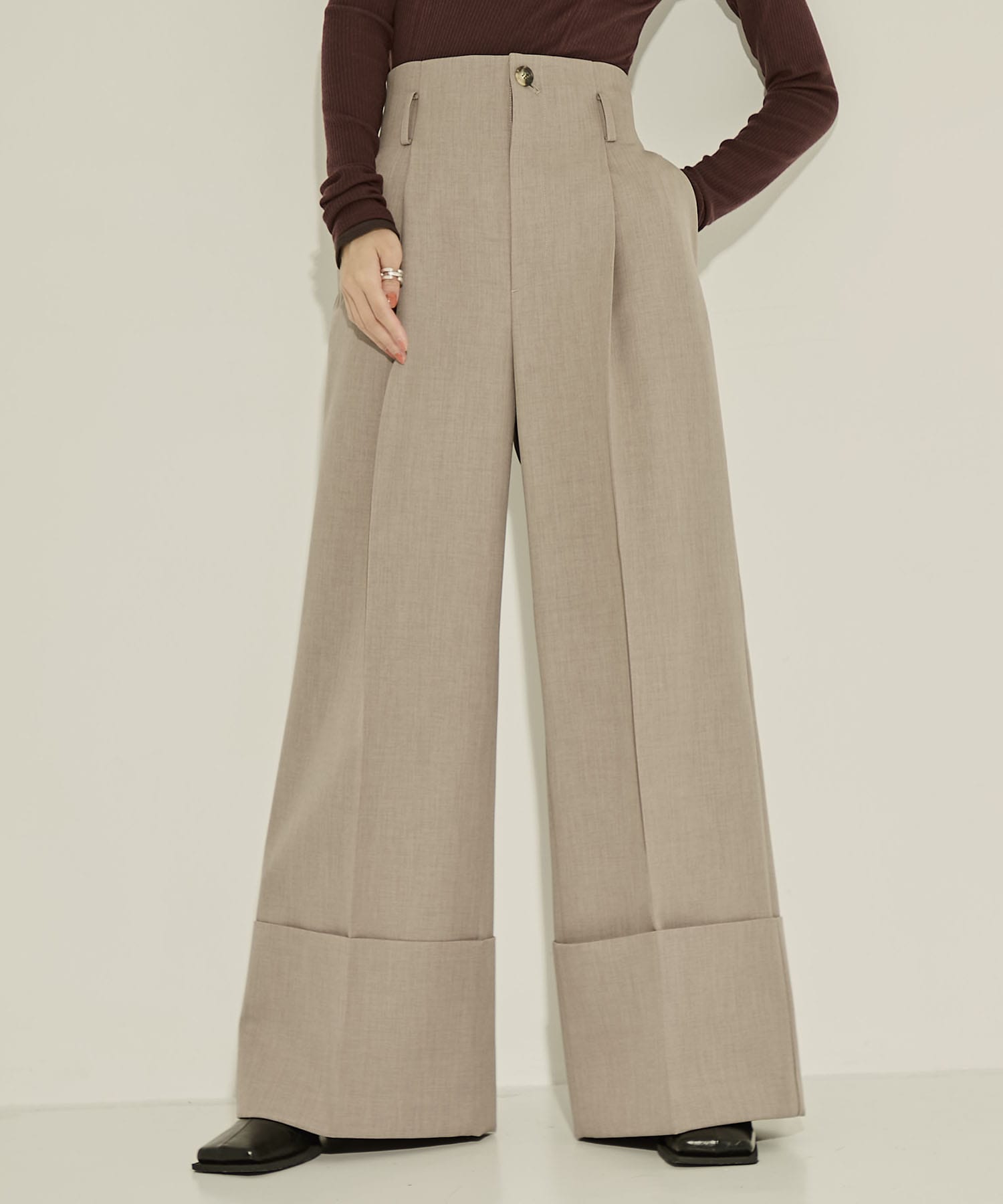 Wide Double Hem Trousers