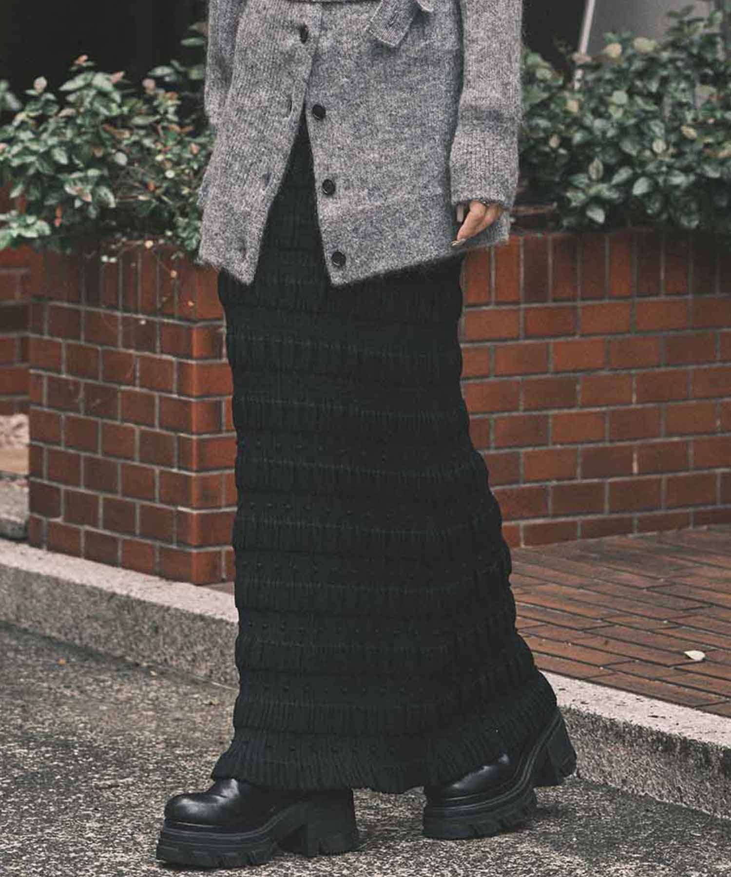 Stripe knit maxi skirt