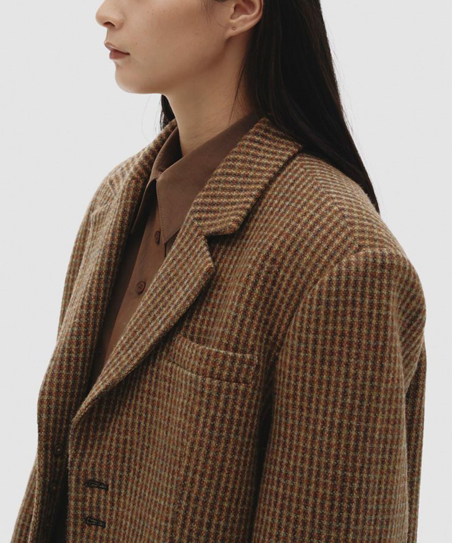 Wool100% Check Jacket