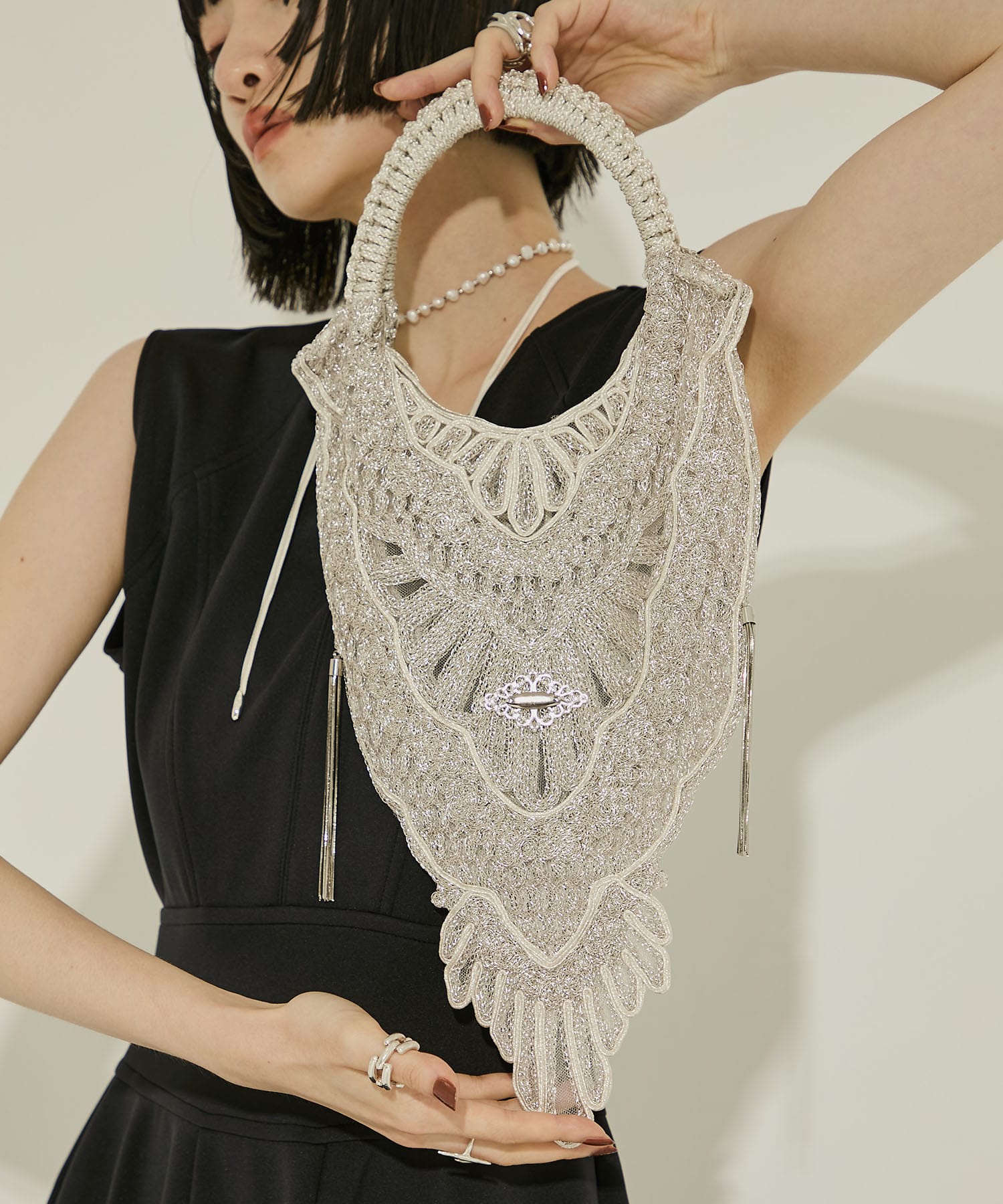 scale braid embroidery bag