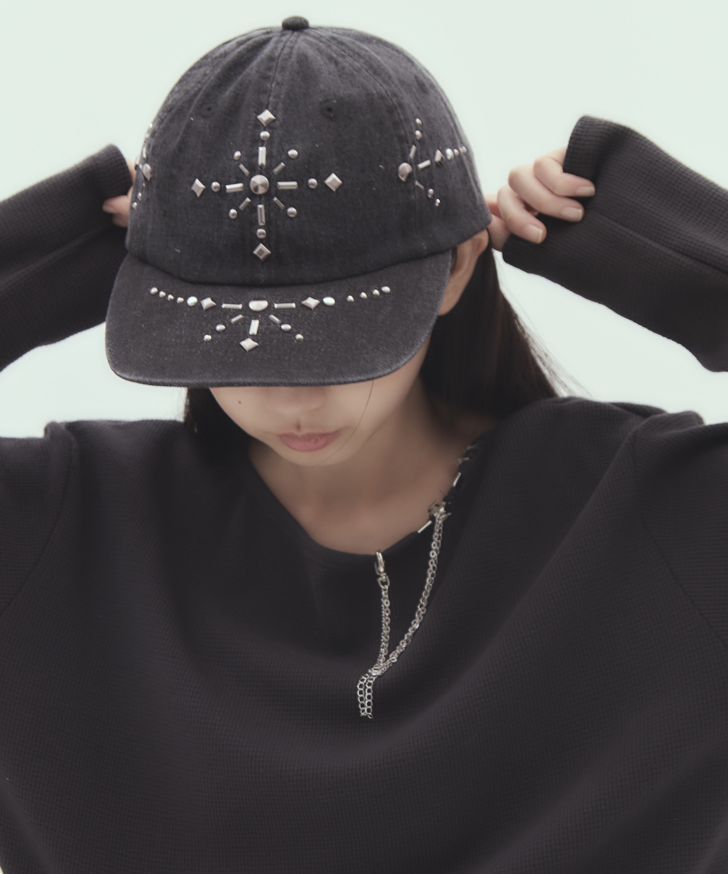別注silver metal cross cap