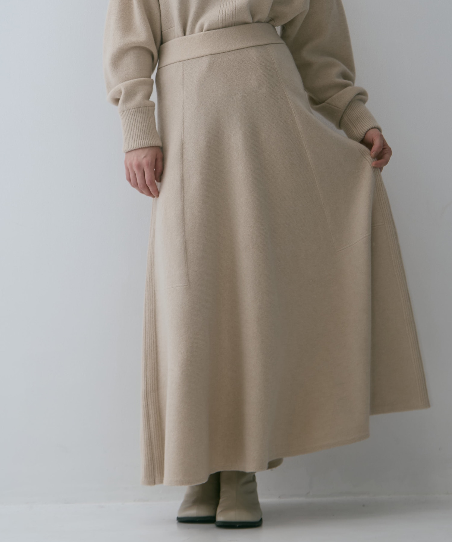 別注 CASHMERE FLARE LONG SKIRT