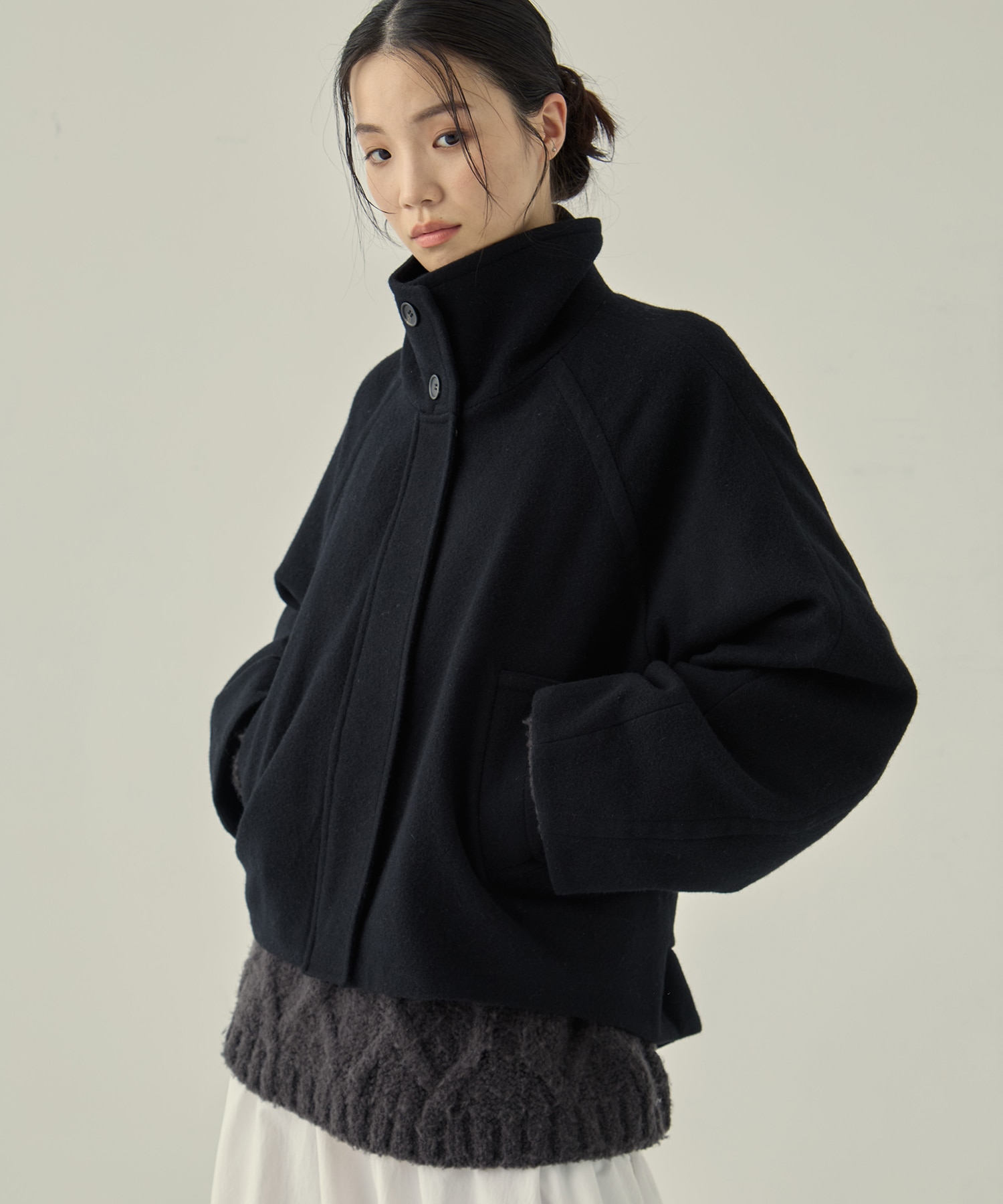 Stand Collar Wool Blouson