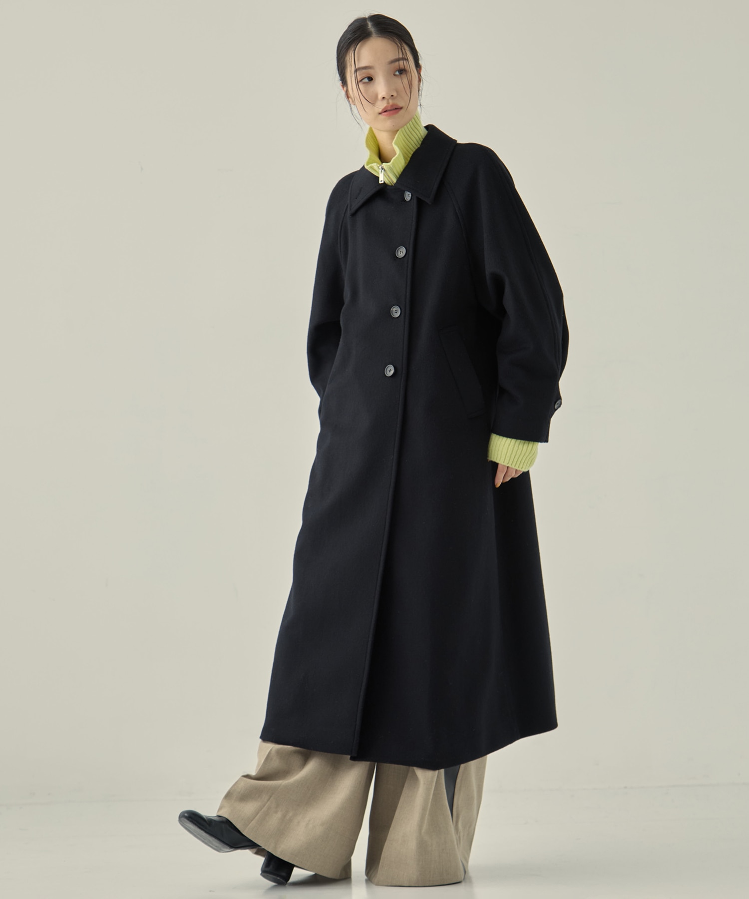 Stand Collar Wool Coat