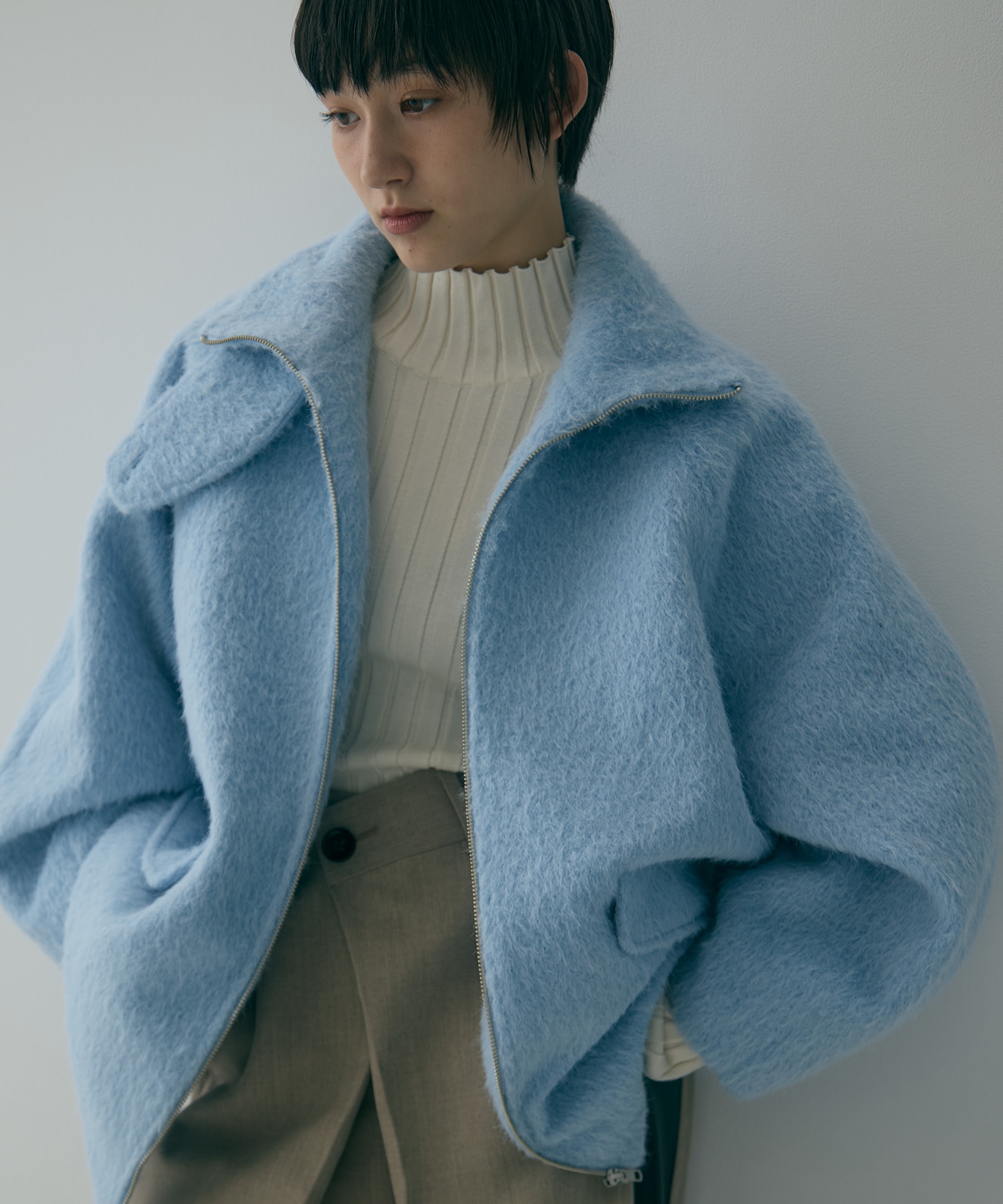 【WEB限定カラー】STAND COLLAR SHAGGY MIDDLE COAT