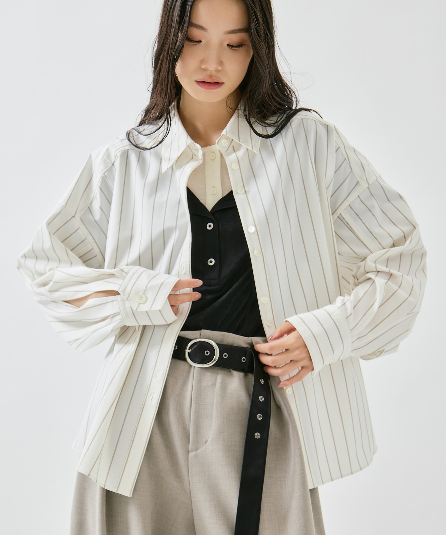 Wide Stripe 2way Shirt