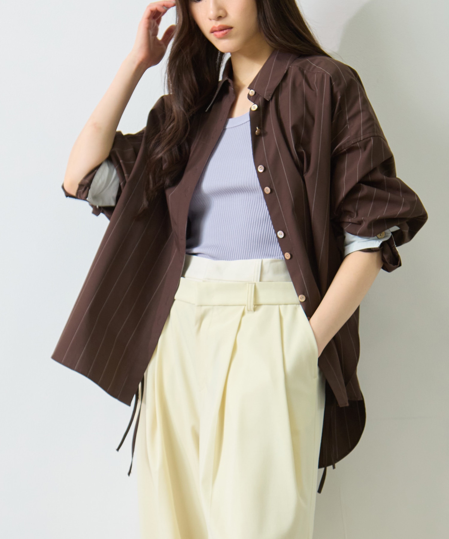 Wide Stripe 2way Shirt