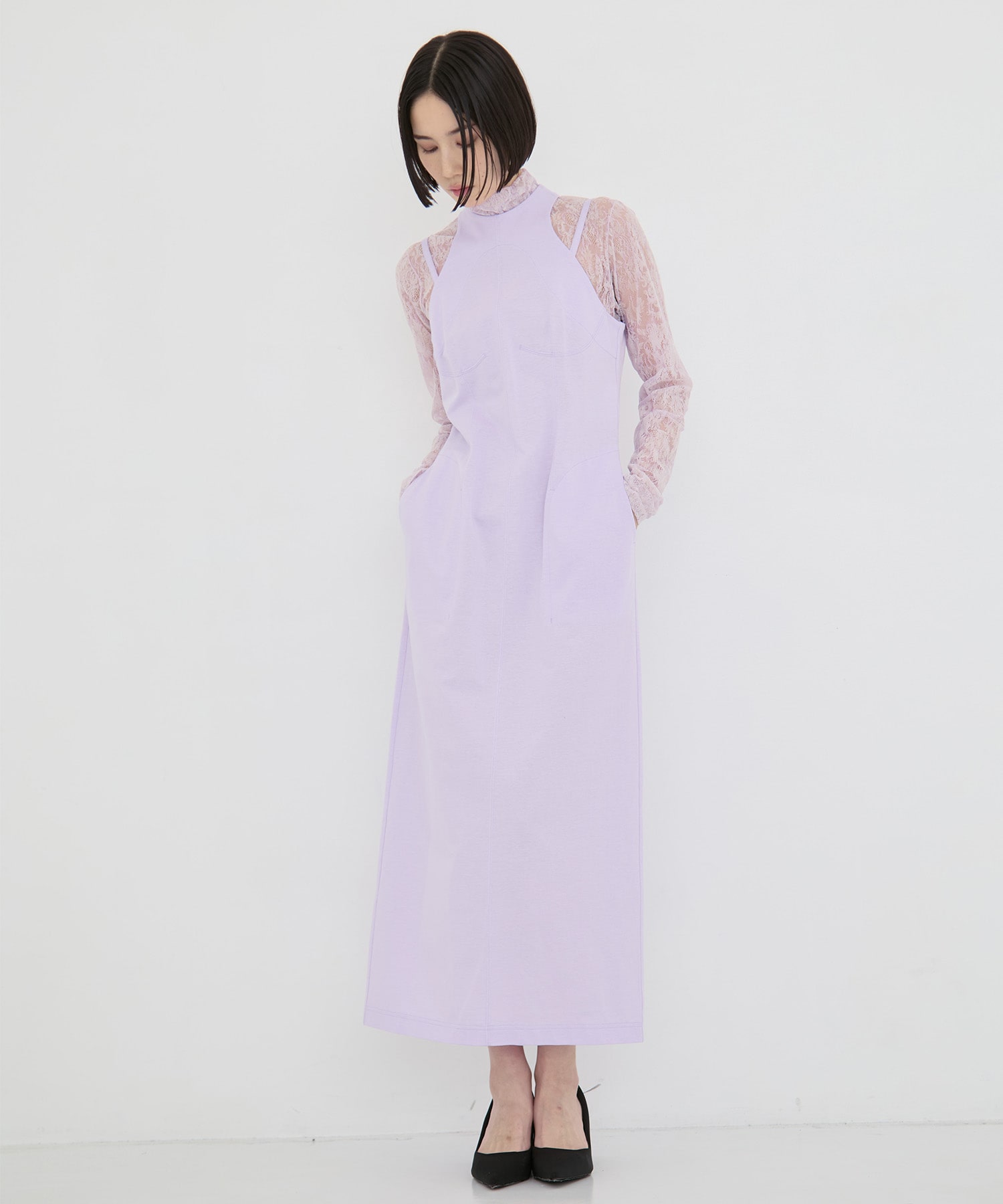 Cotton Jersey Halter Neck Dress