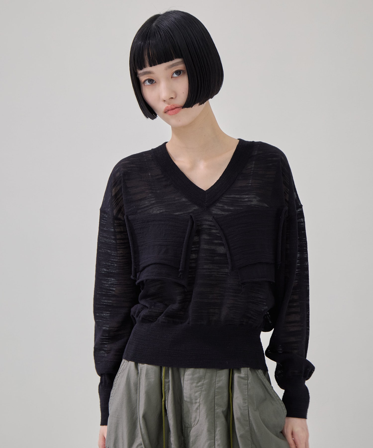 T*D* V-NECK SHEER KNIT