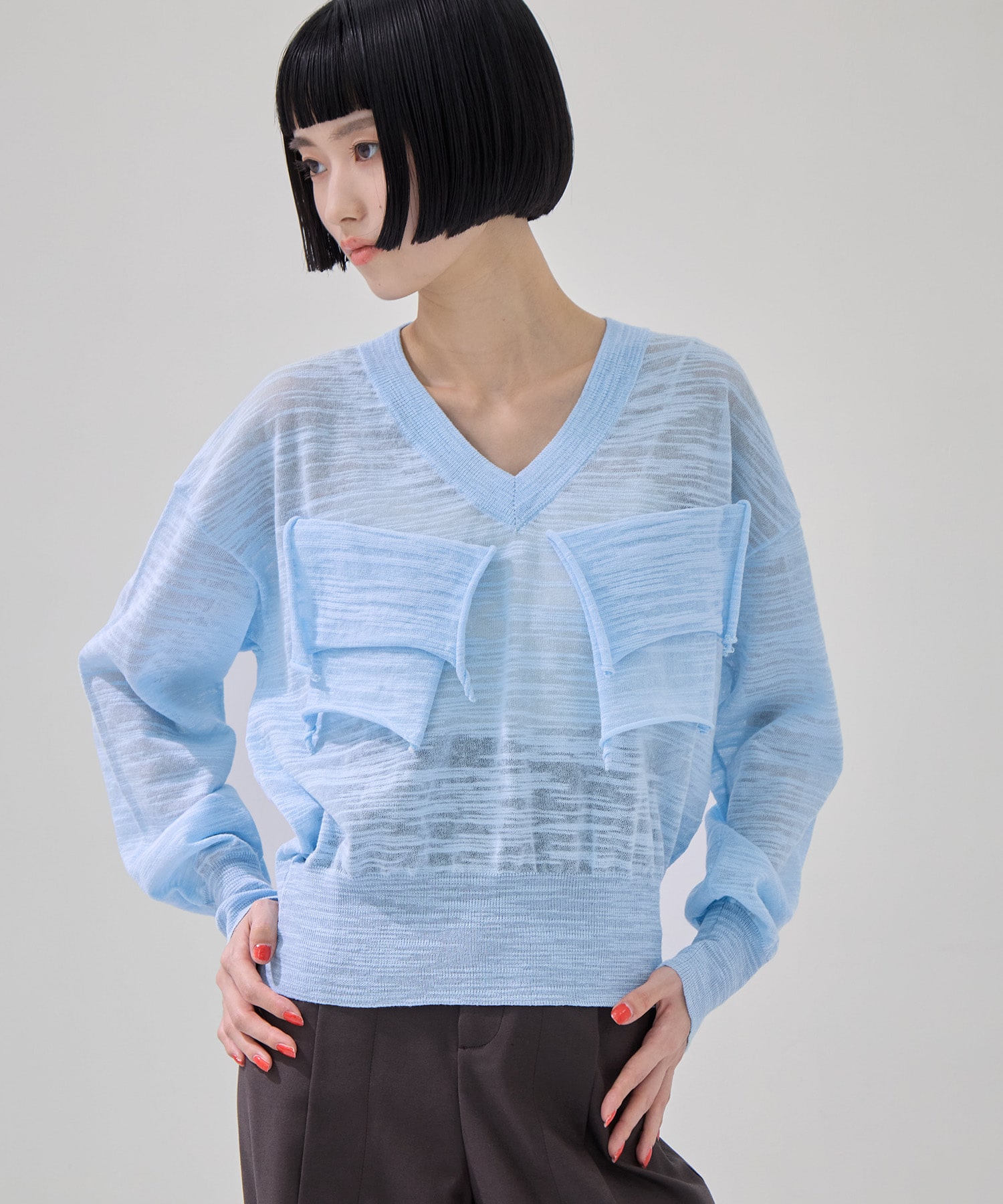 T*D* V-NECK SHEER KNIT