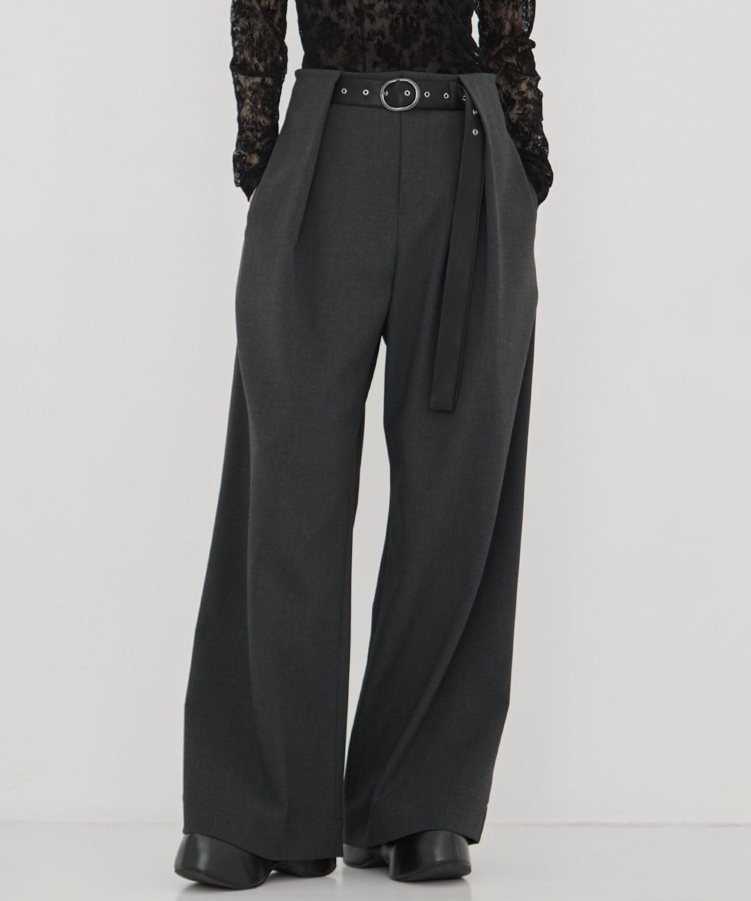 Belted Stretch Trousers