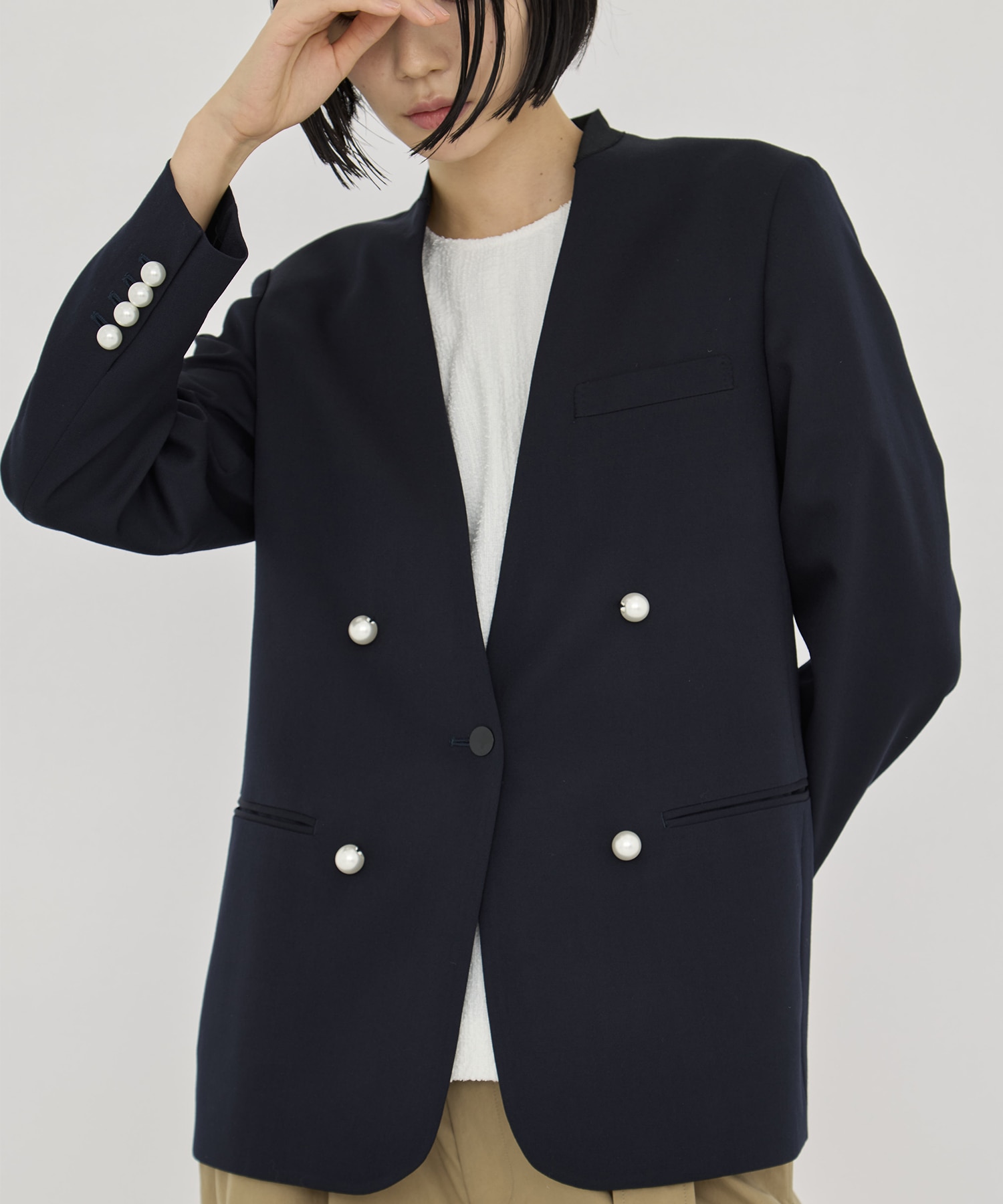 BLACK FORMAL NO COLLAR JACKET