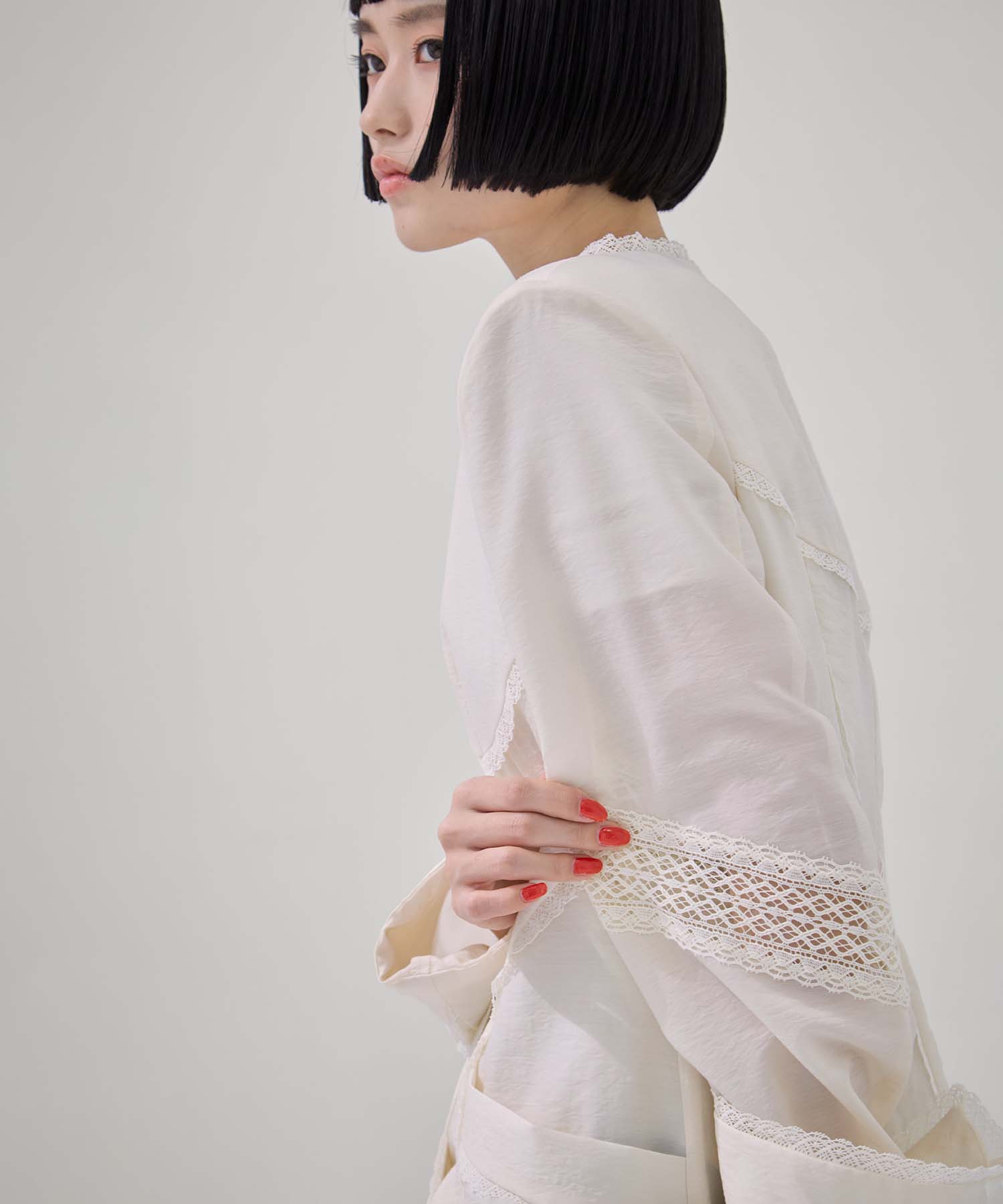 別注 LACE-PANELED SHIRT JACKET