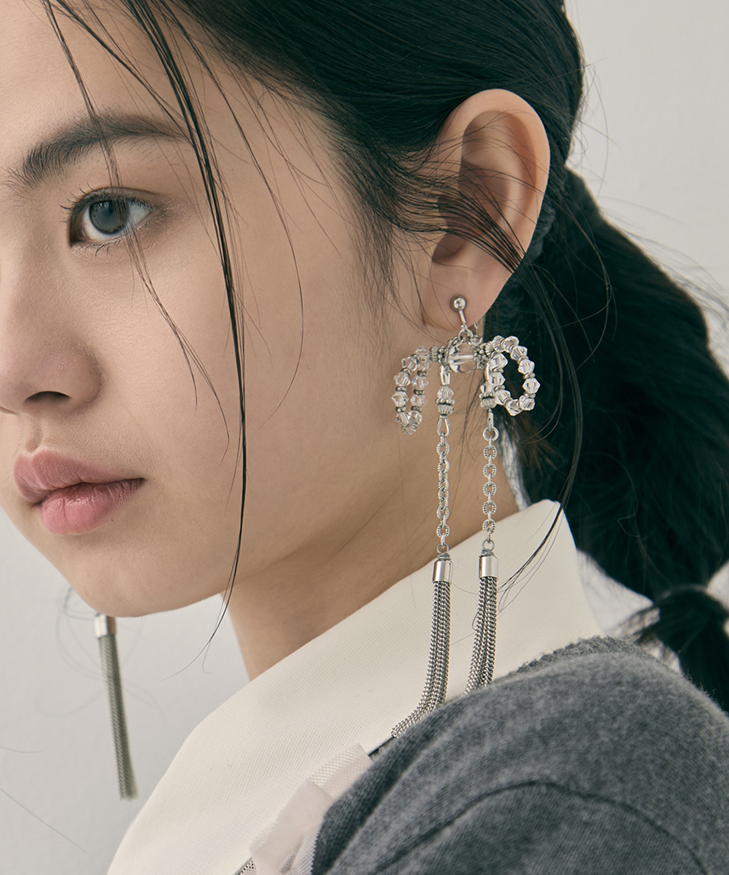 crystal ribbon chain earings